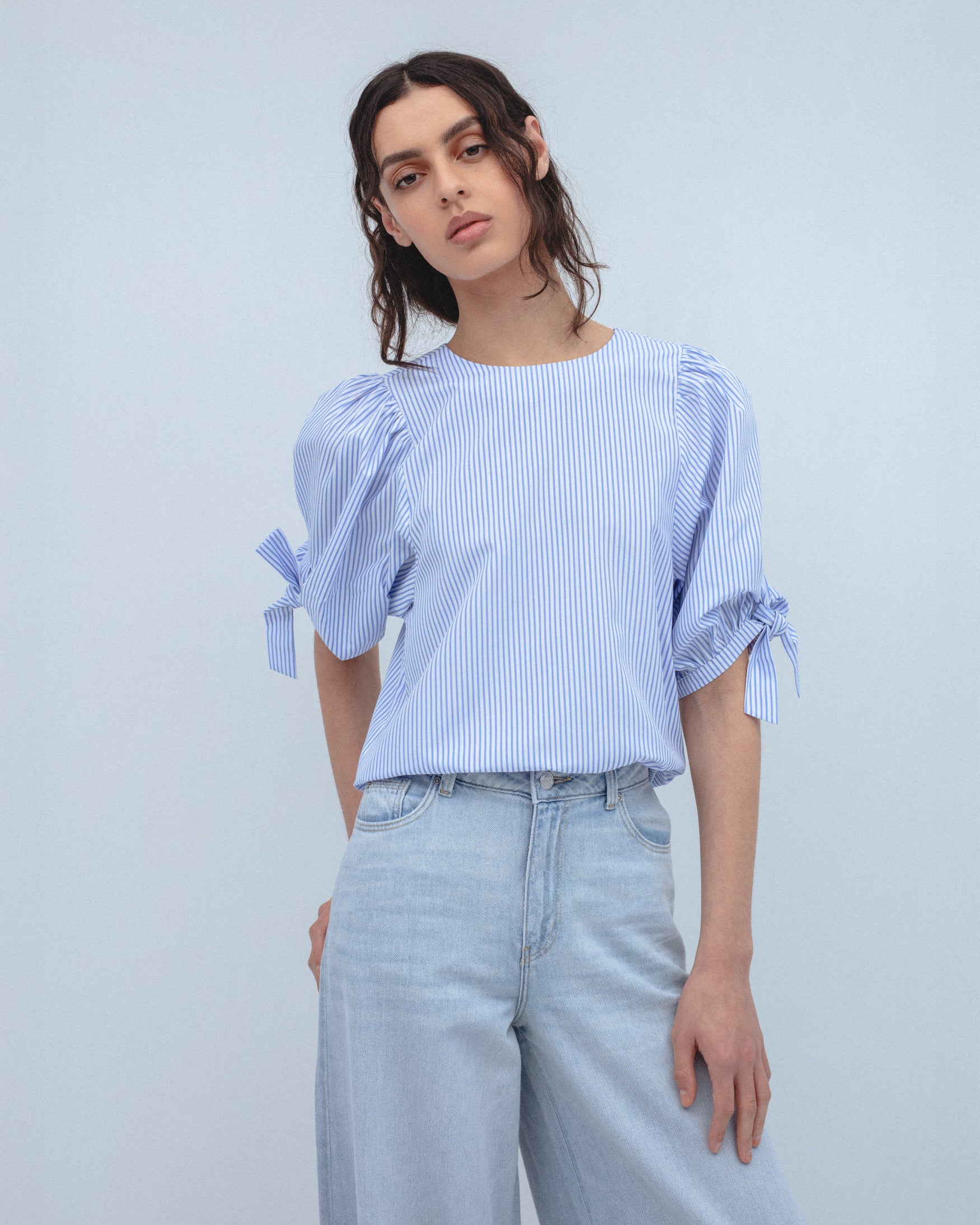 Blusa Rayas Mangas Nudo