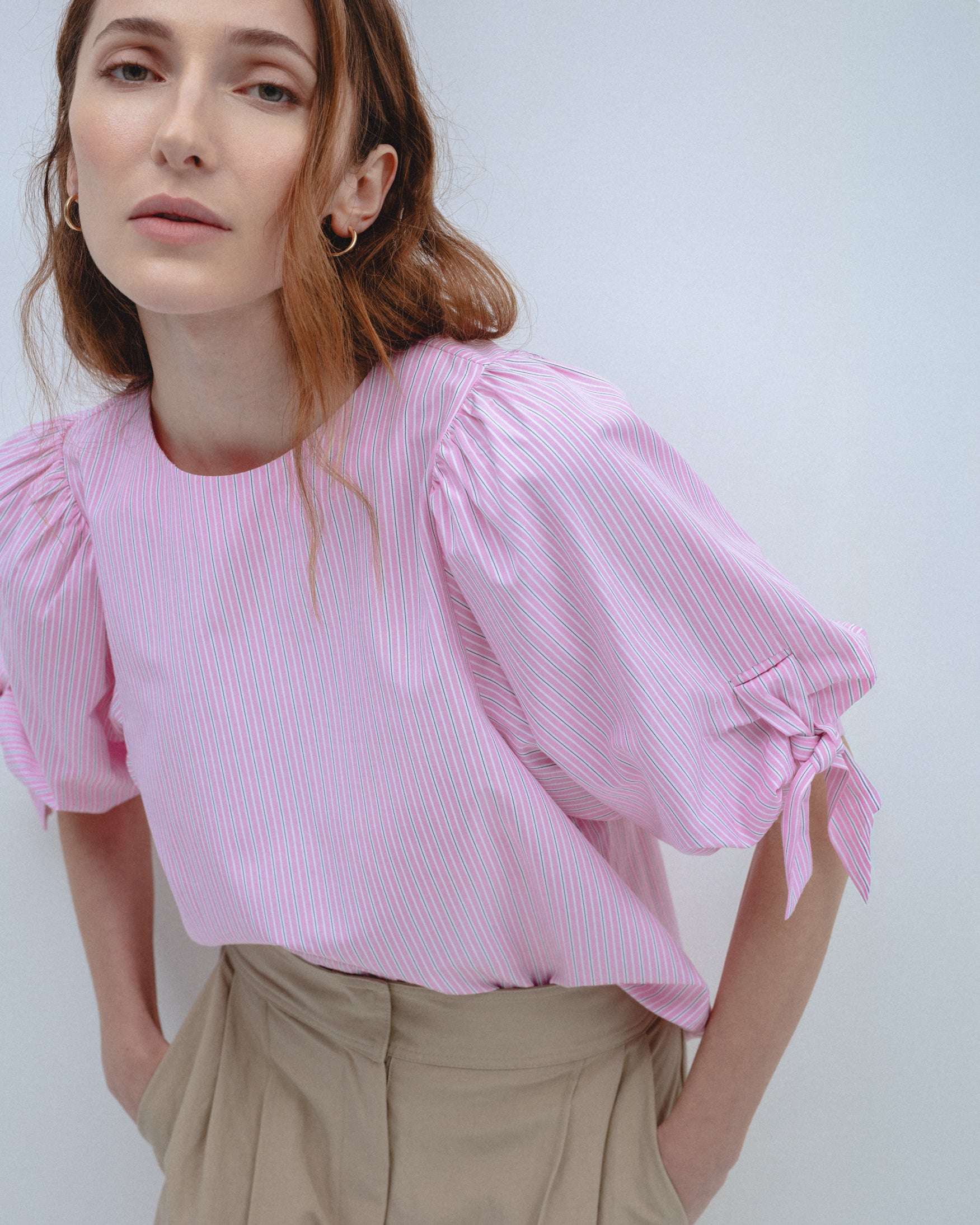 Blusa Rayas Manga Abullonada