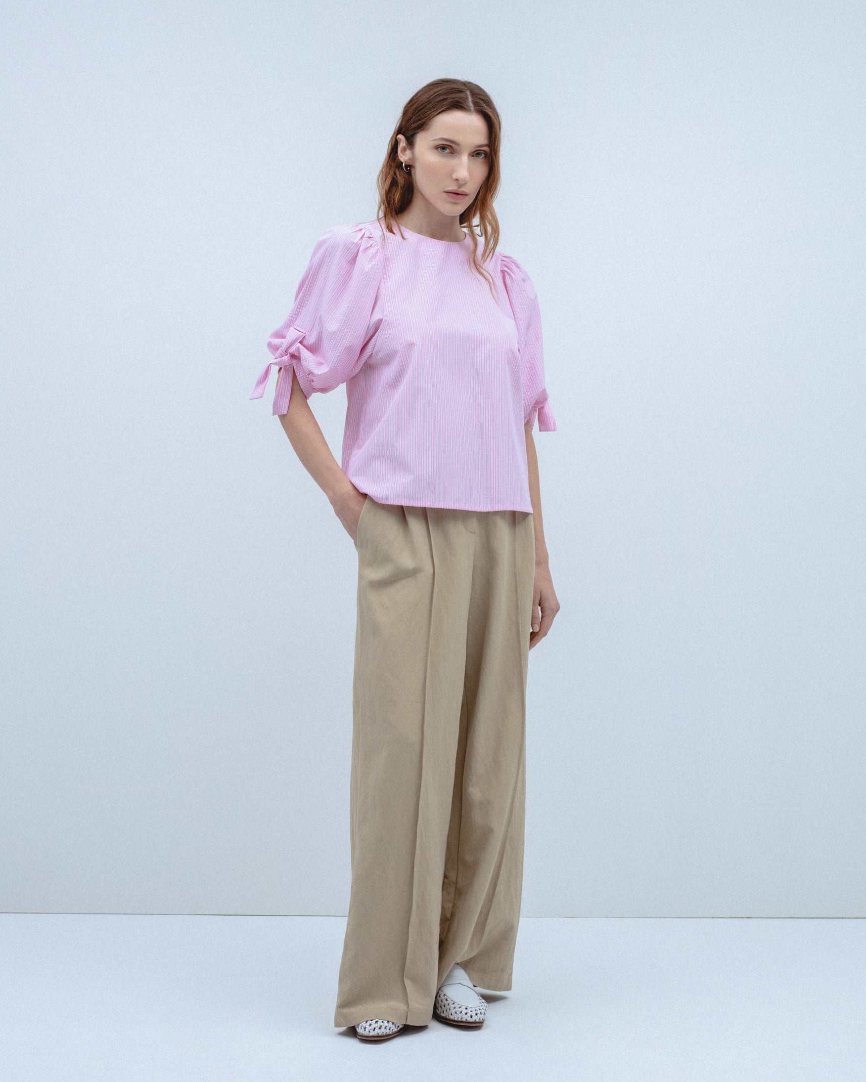 Blusa Rayas Manga Abullonada