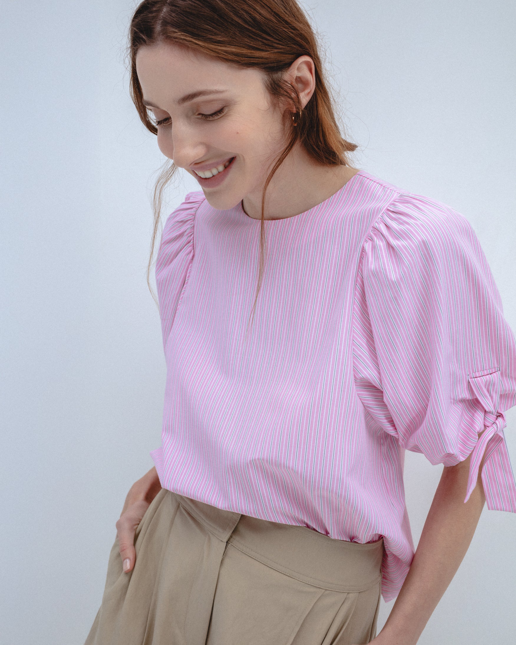 Blusa Rayas Manga Abullonada