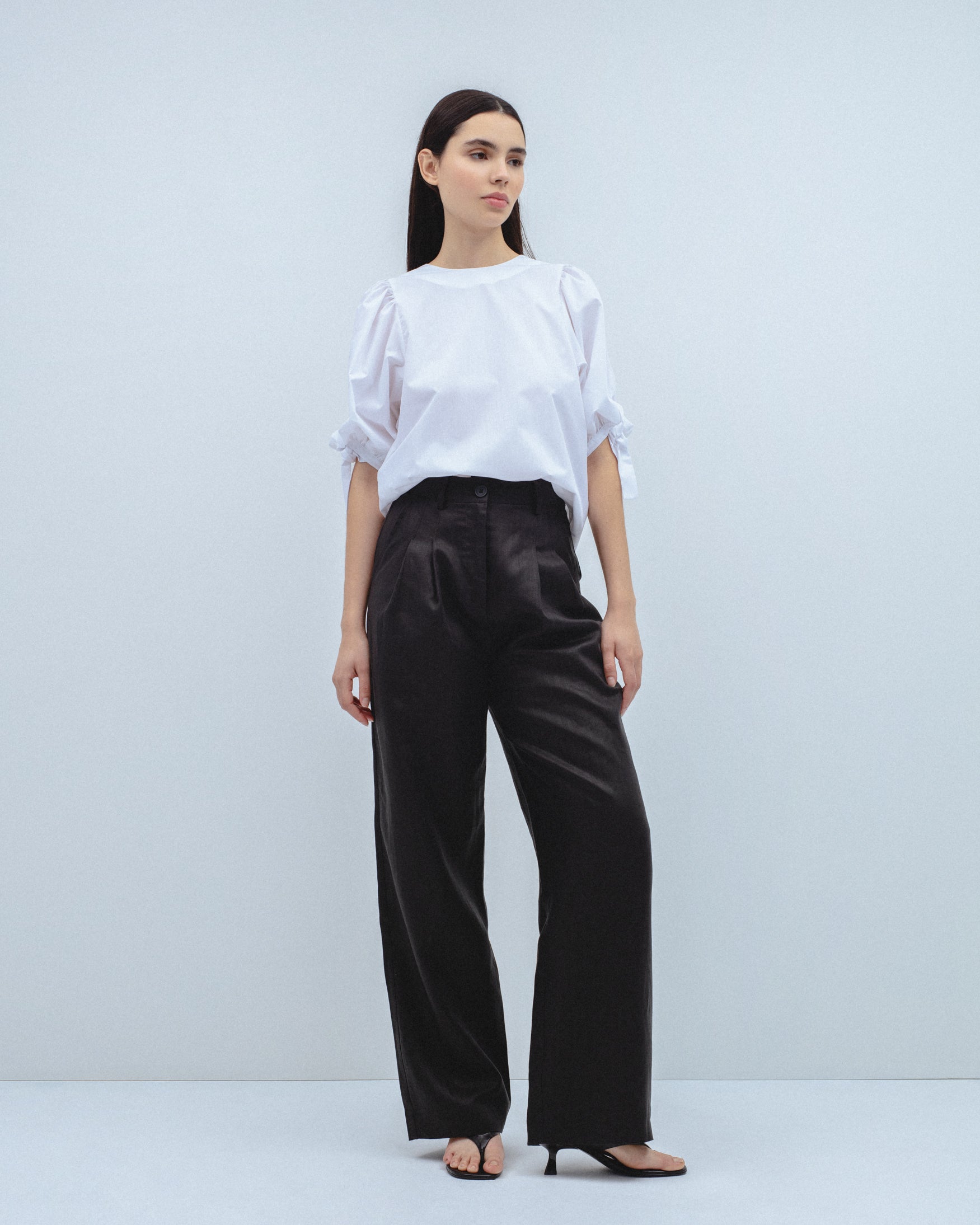 Blusa Manga Abullonada Lazos