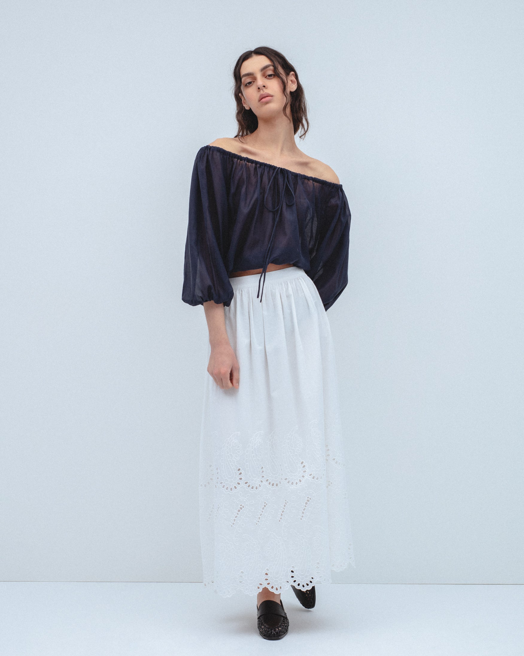 Blusa Manga Abullonada Cropped