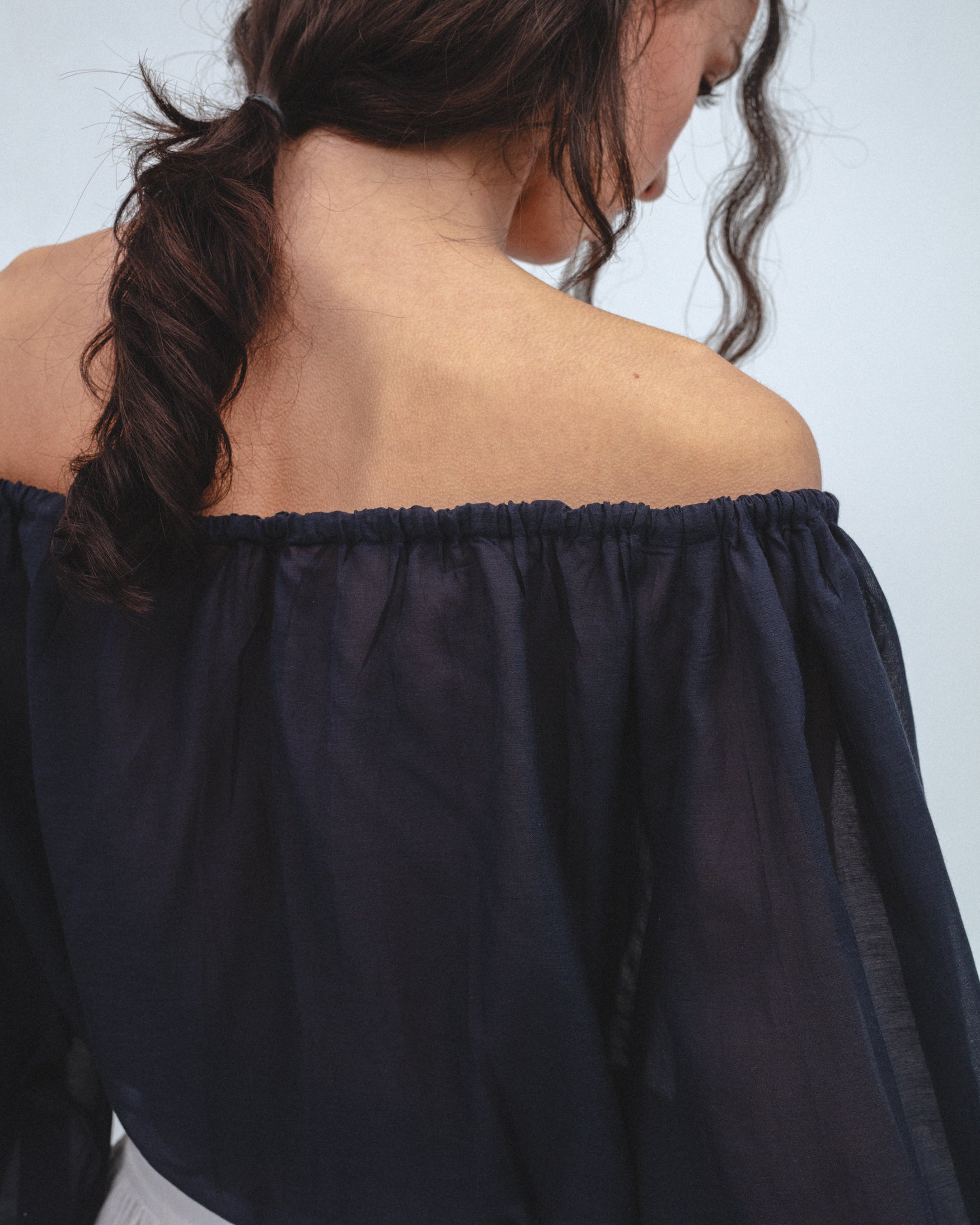 Blusa Manga Abullonada Cropped