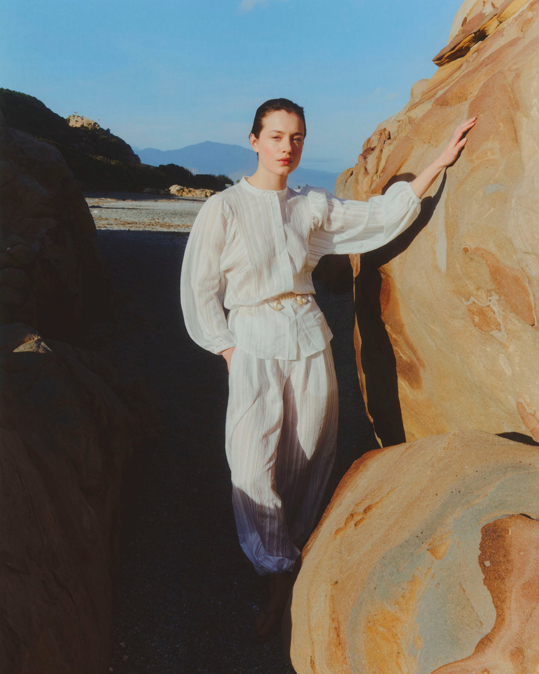 Camisa Rayas Cuello Mao