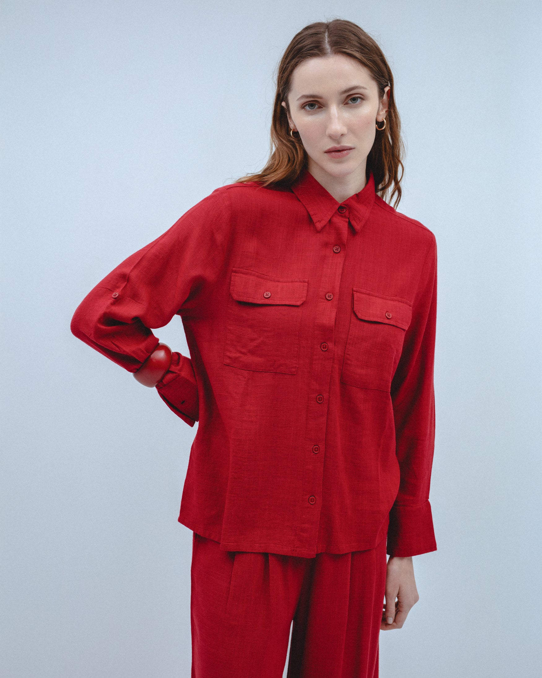 Camisa Lino Bolsillos