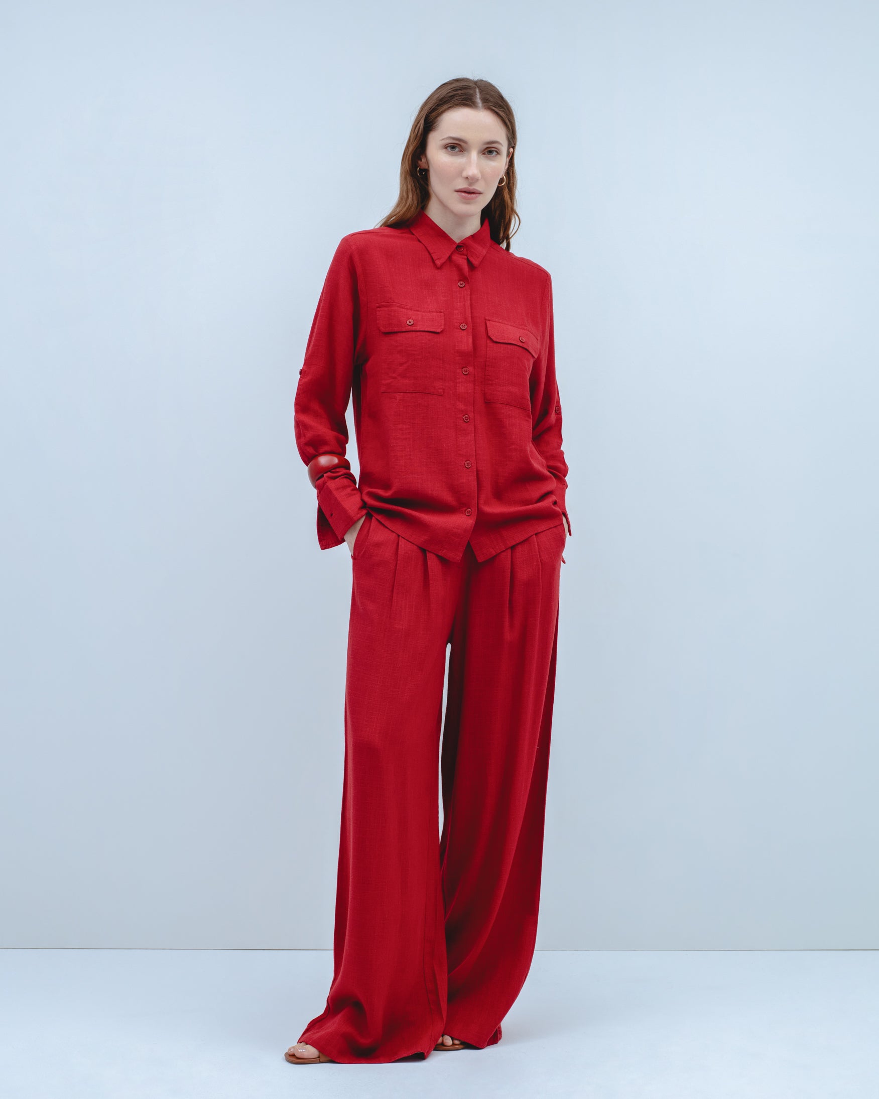 Camisa Lino Bolsillos