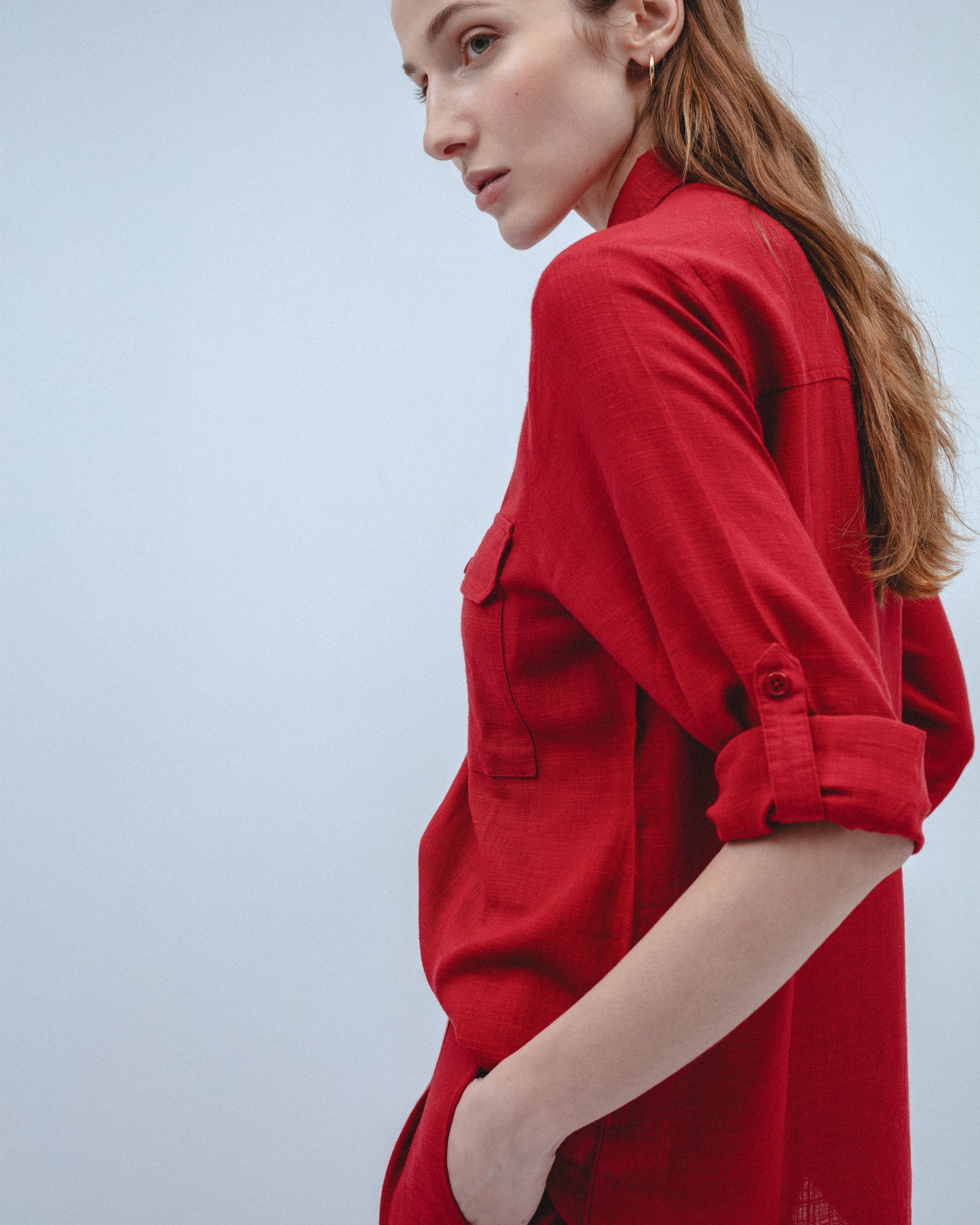 Camisa Lino Bolsillos