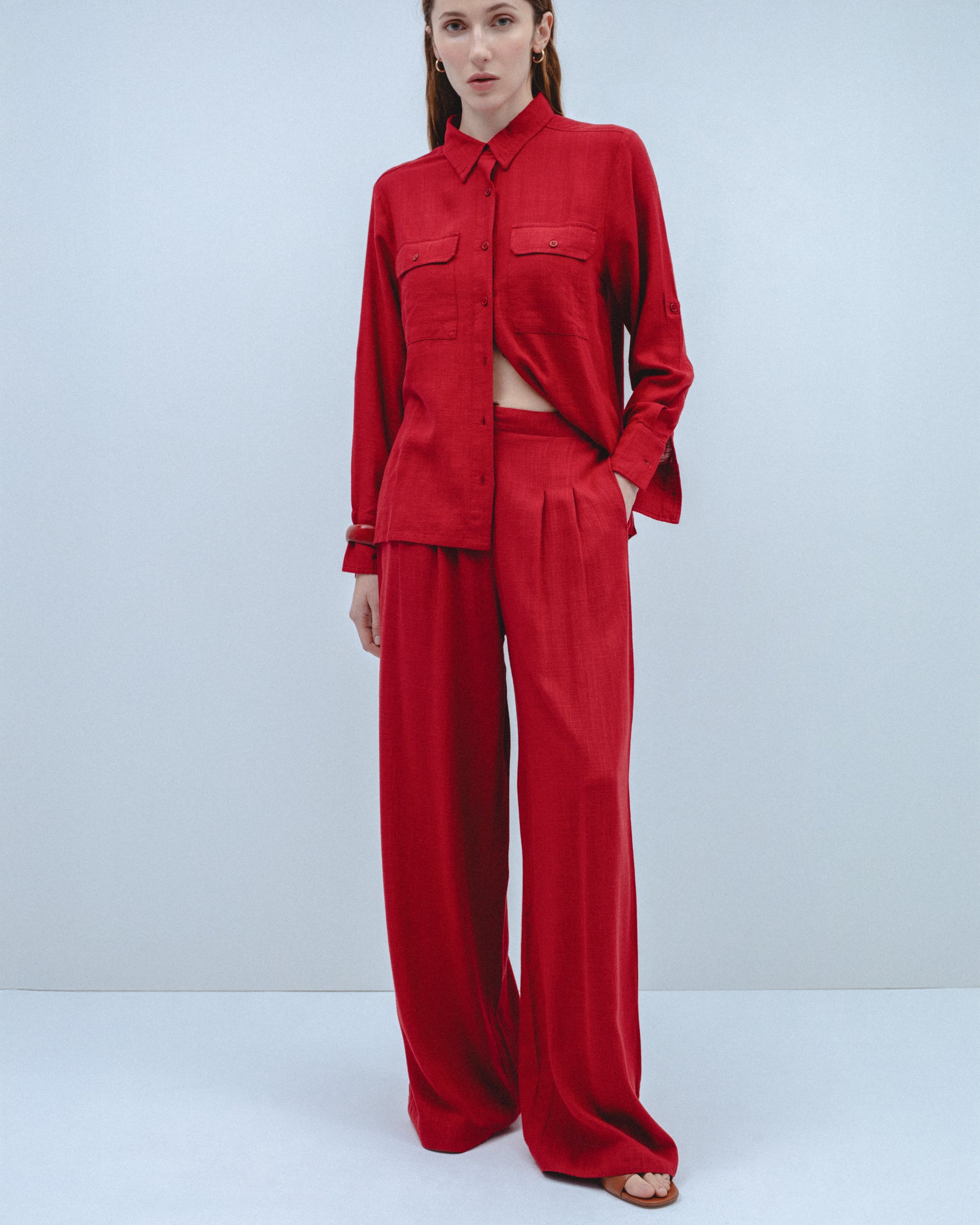 Camisa Lino Bolsillos