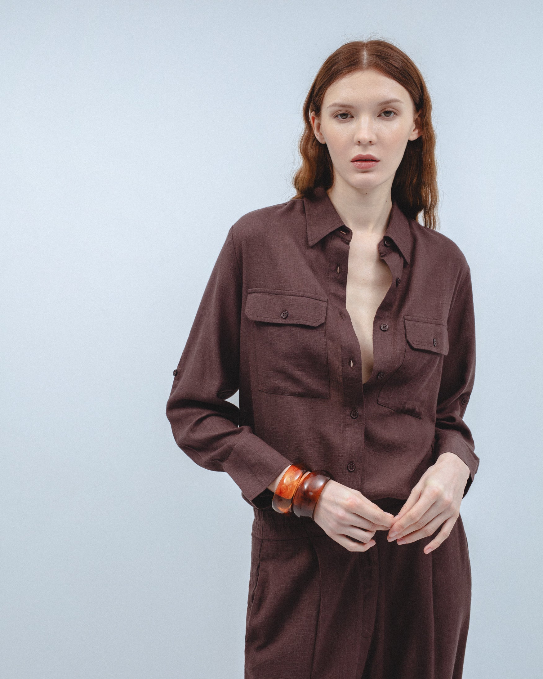 Camisa Lino Bolsillos