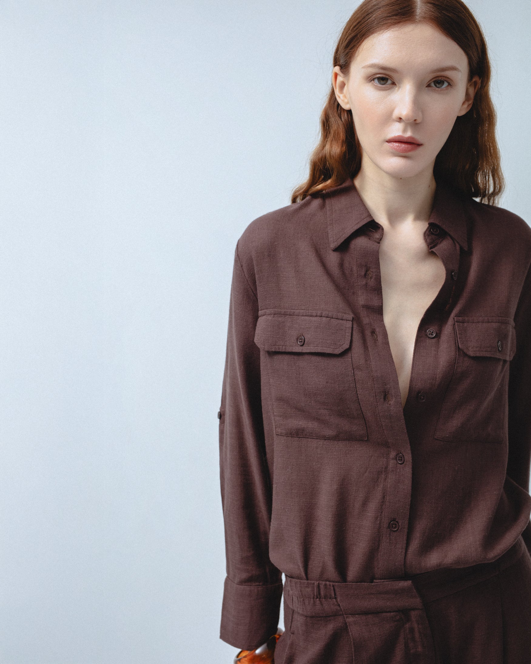 Camisa Lino Bolsillos