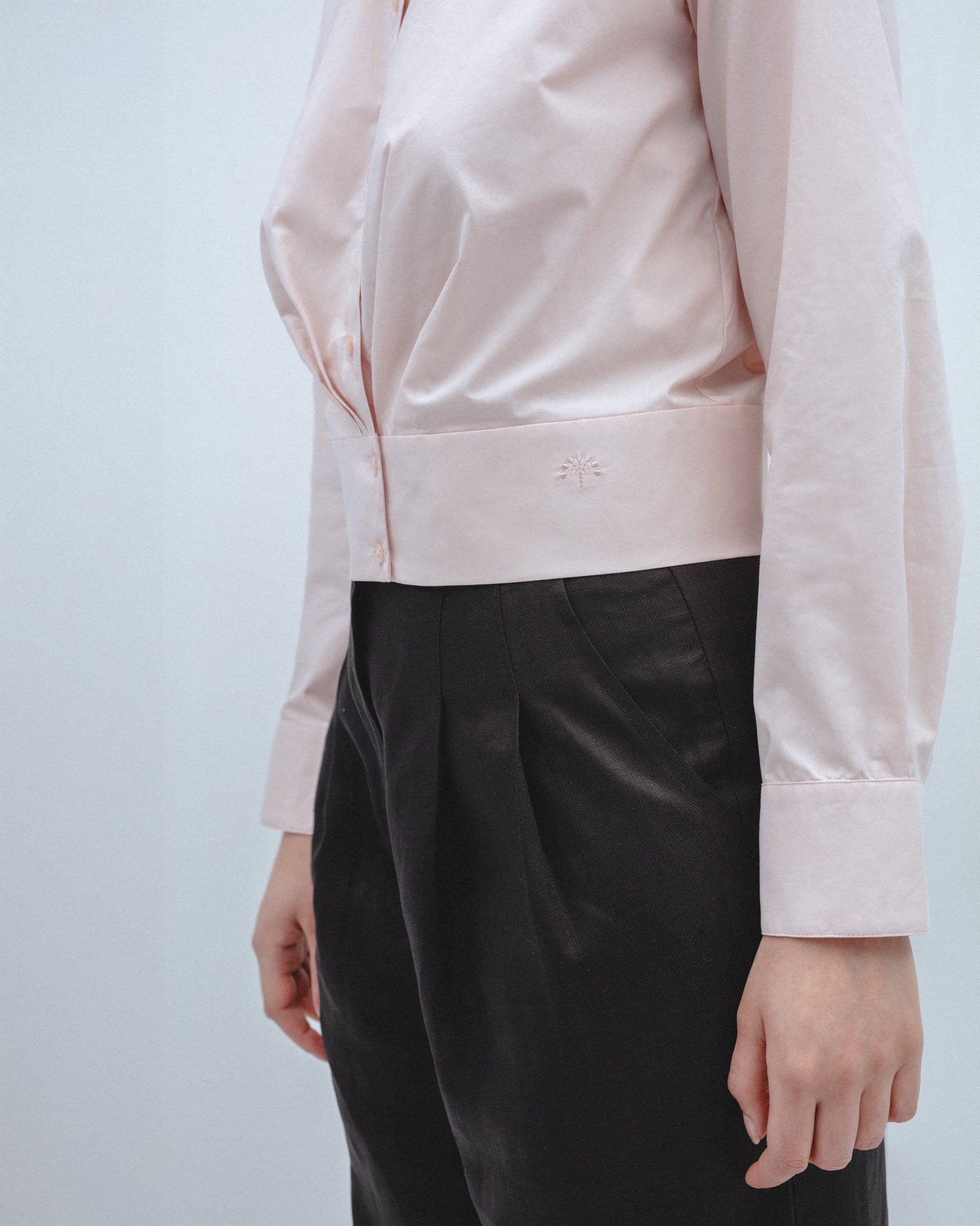 Camisa Popelín Pliegues Cintura