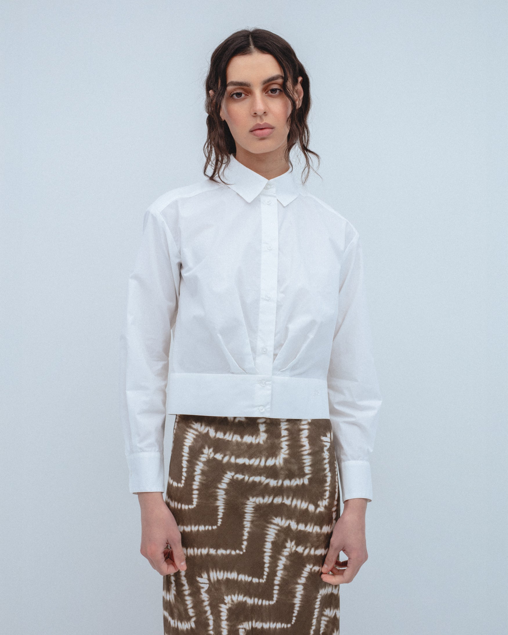 Camisa Popelín Pliegues Cintura