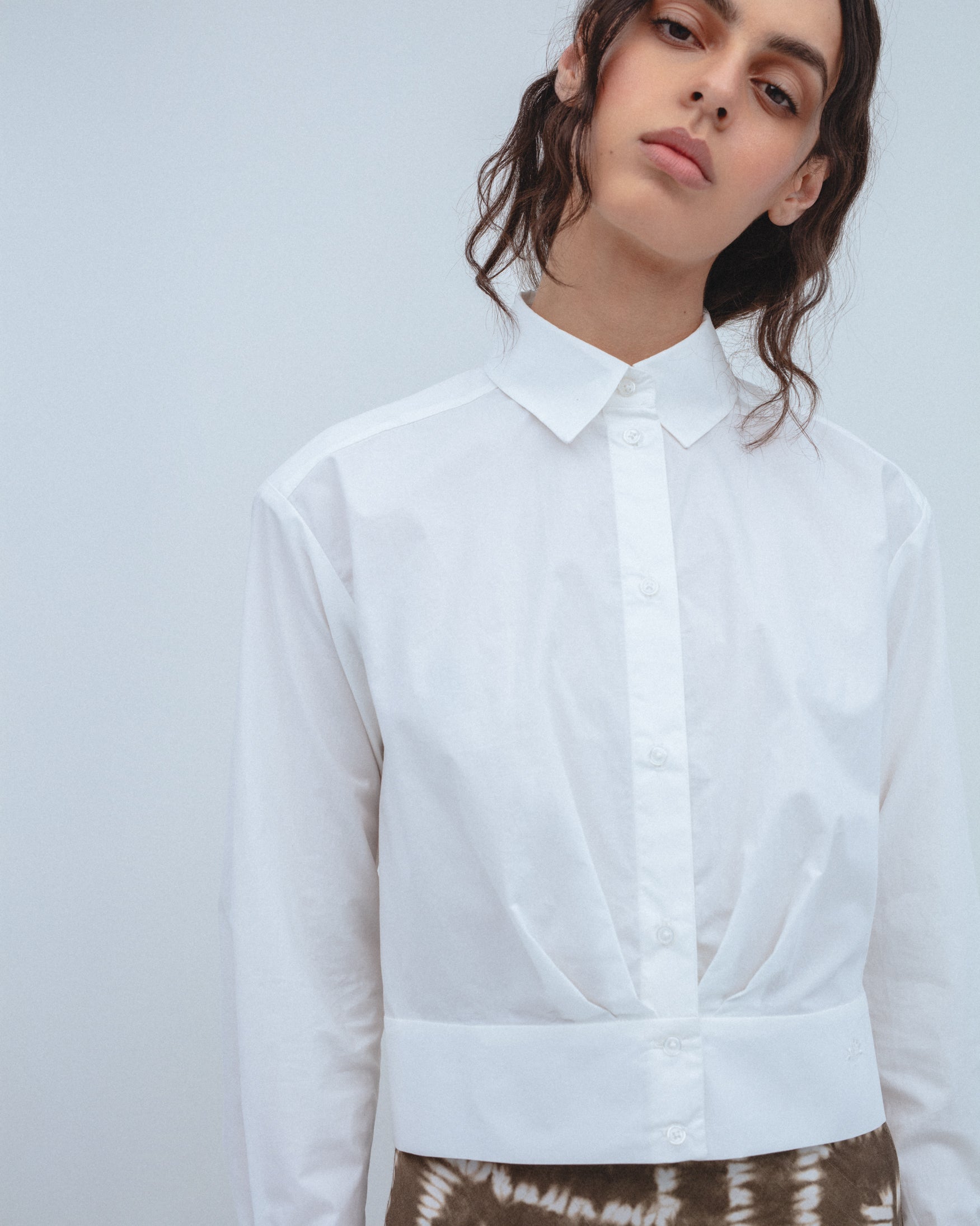 Camisa Popelín Pliegues Cintura