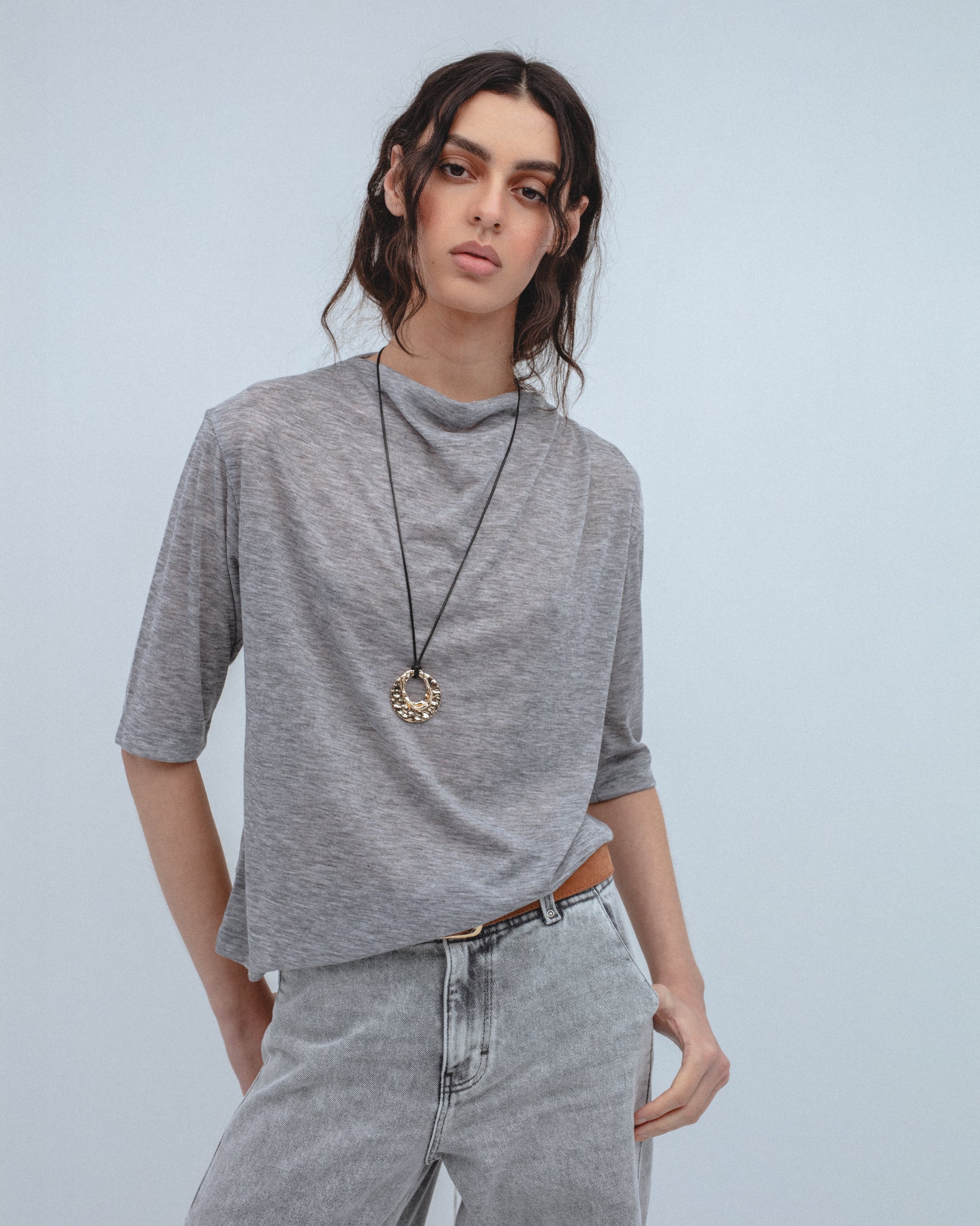 Camiseta Cuello Pliegues