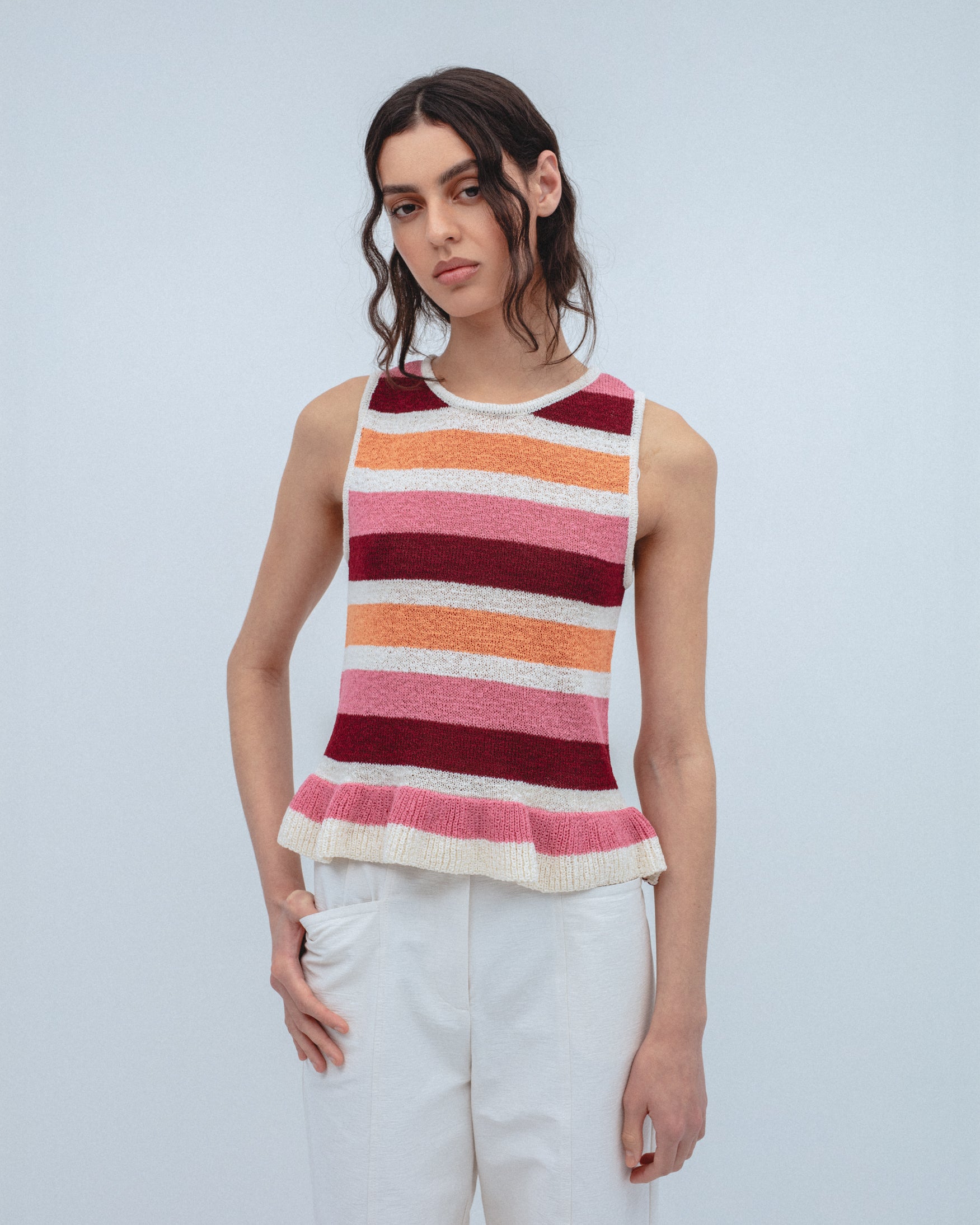 Top Punto Rayas Volantes