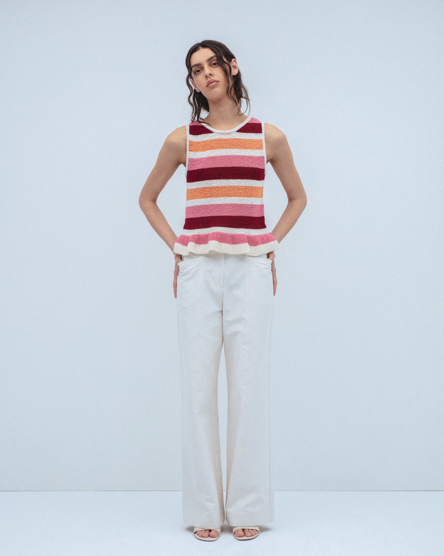 Top Punto Rayas Volantes