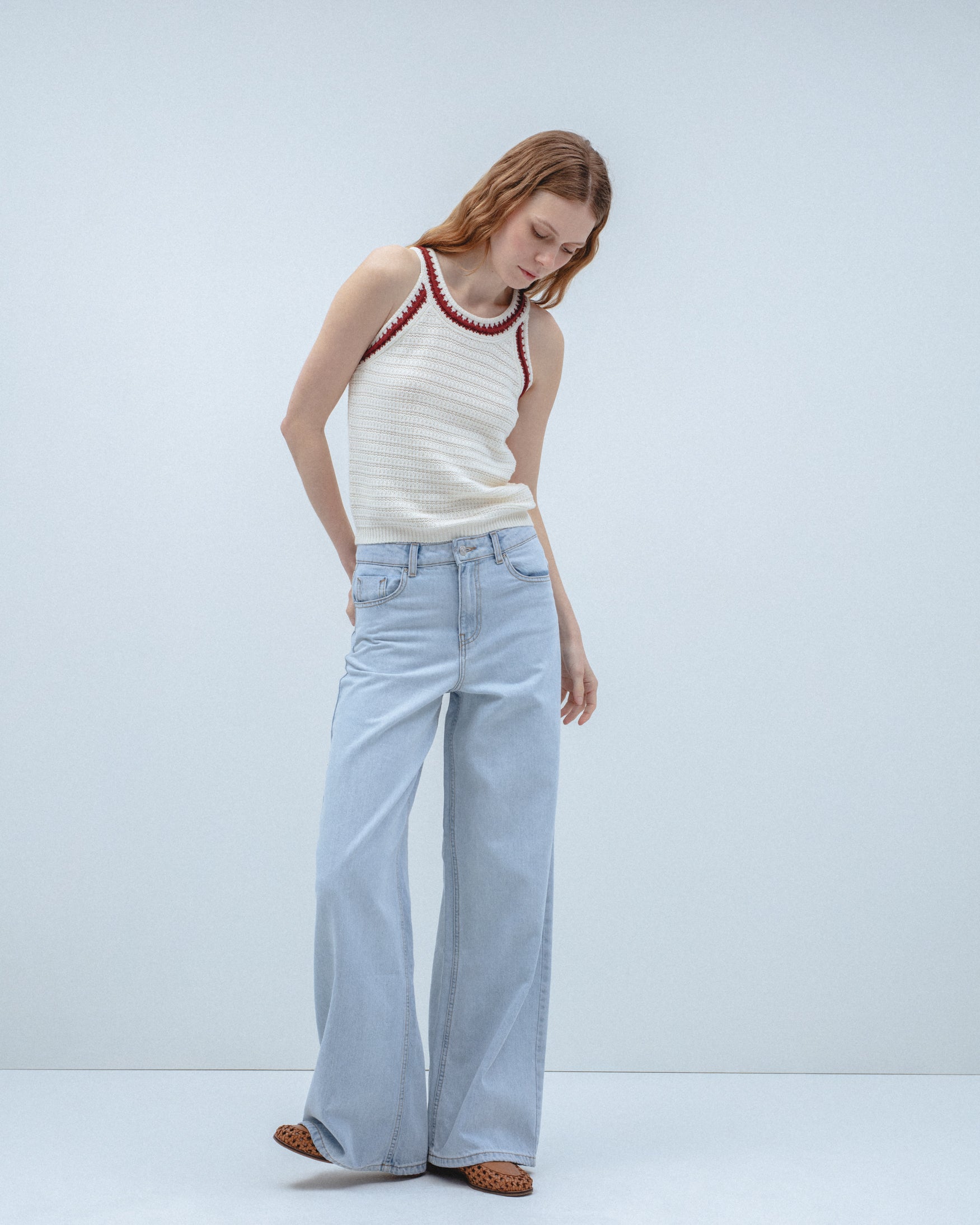 Top Halter Punto Escote Contraste