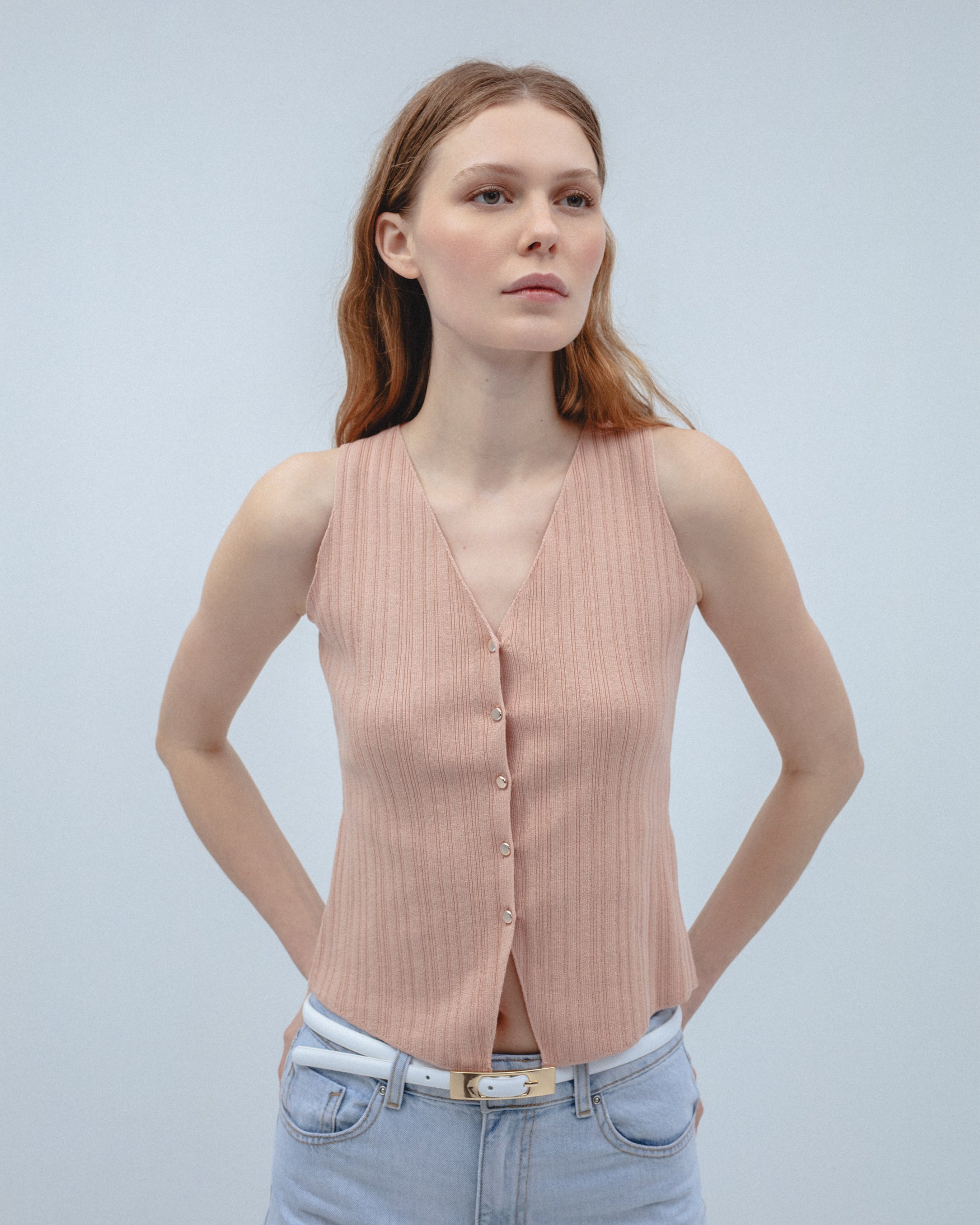 Top Chaleco Punto Botones