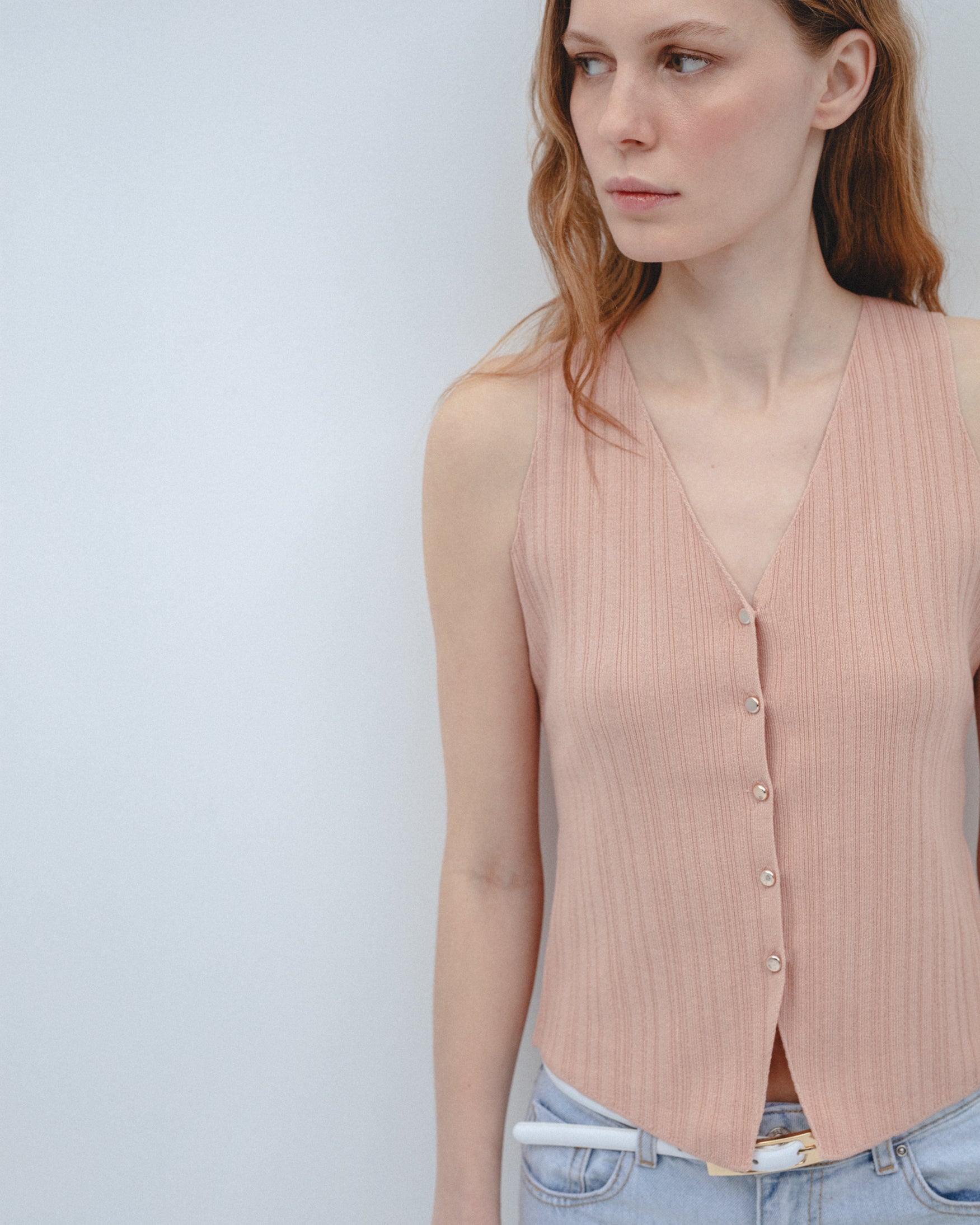 Top Chaleco Punto Botones