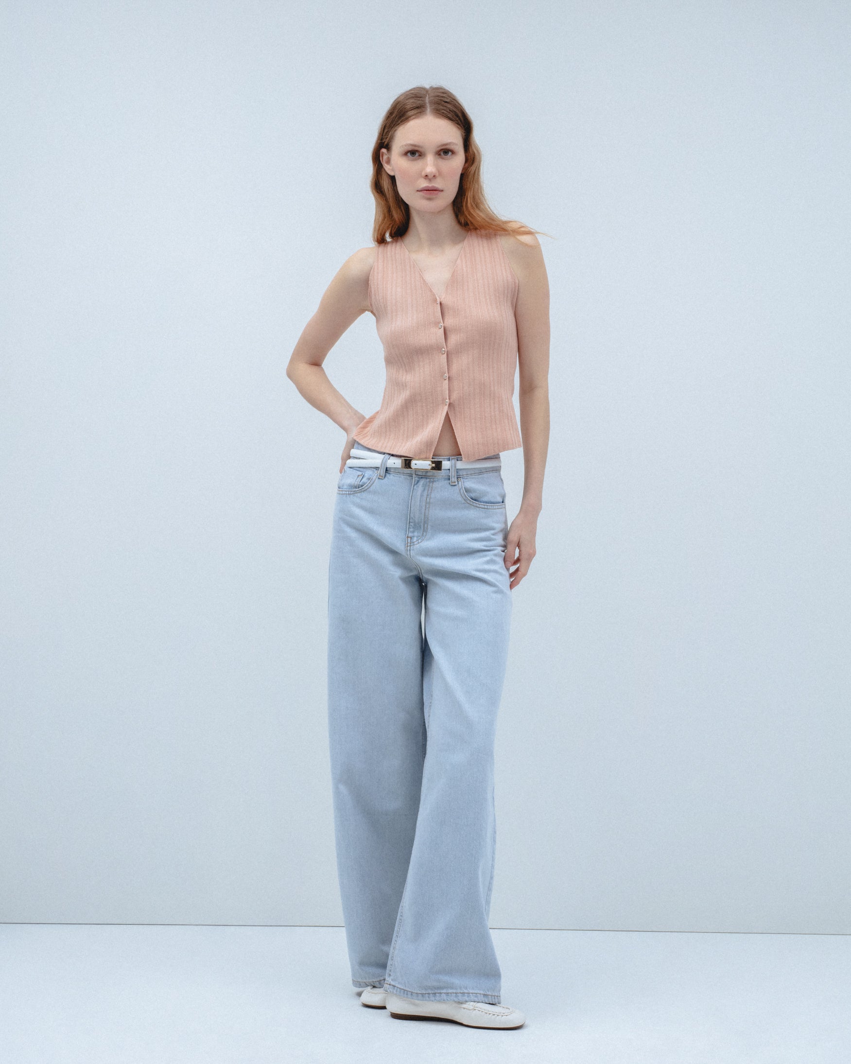 Top Chaleco Punto Botones