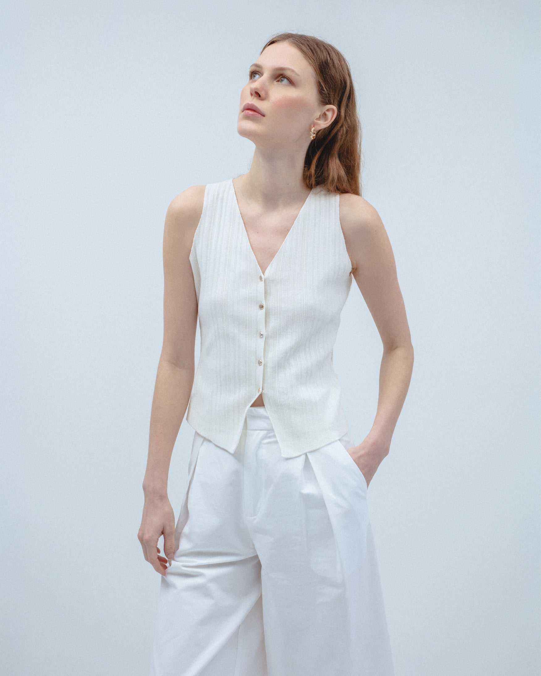 Top Chaleco Punto Botones