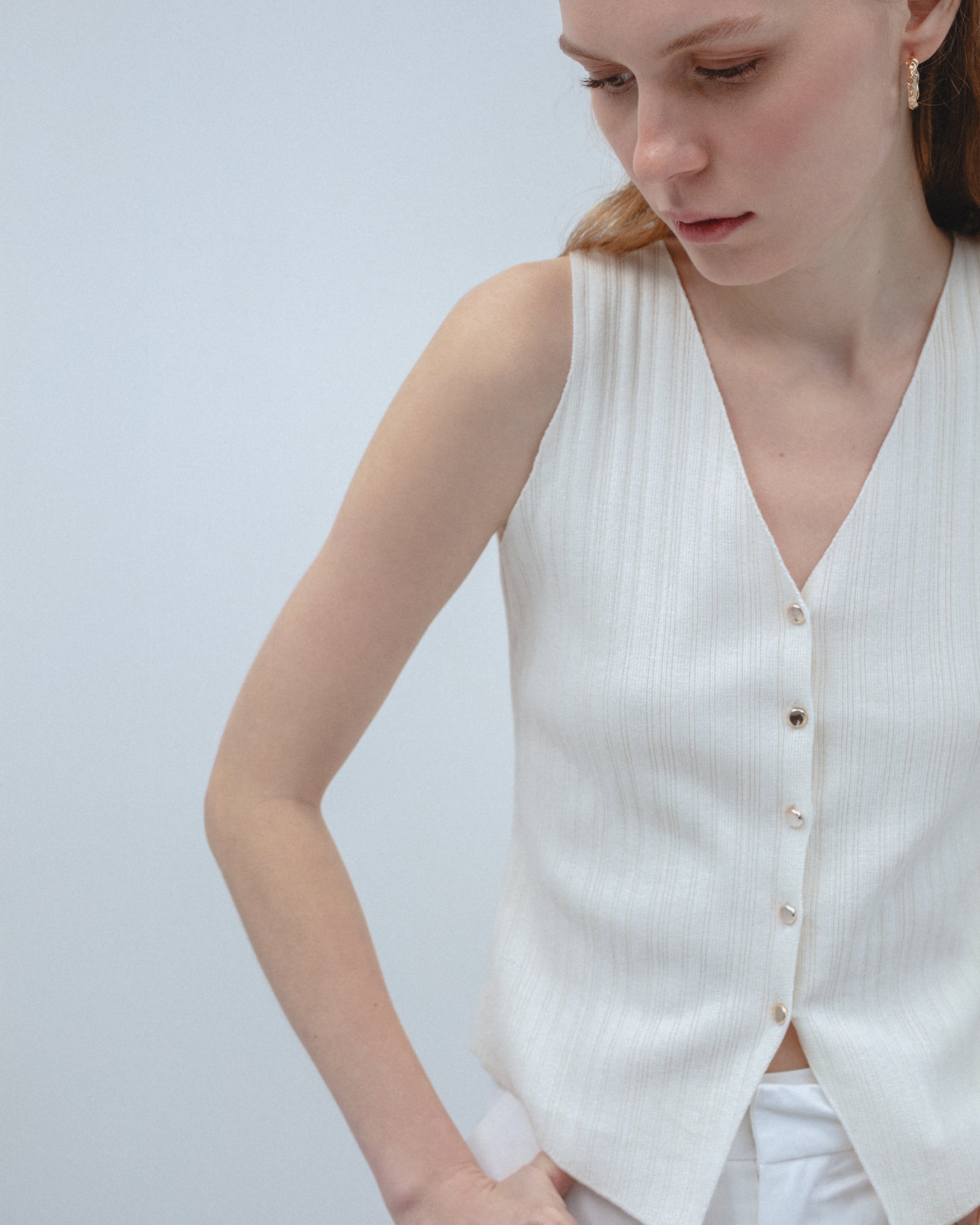 Top Chaleco Punto Botones