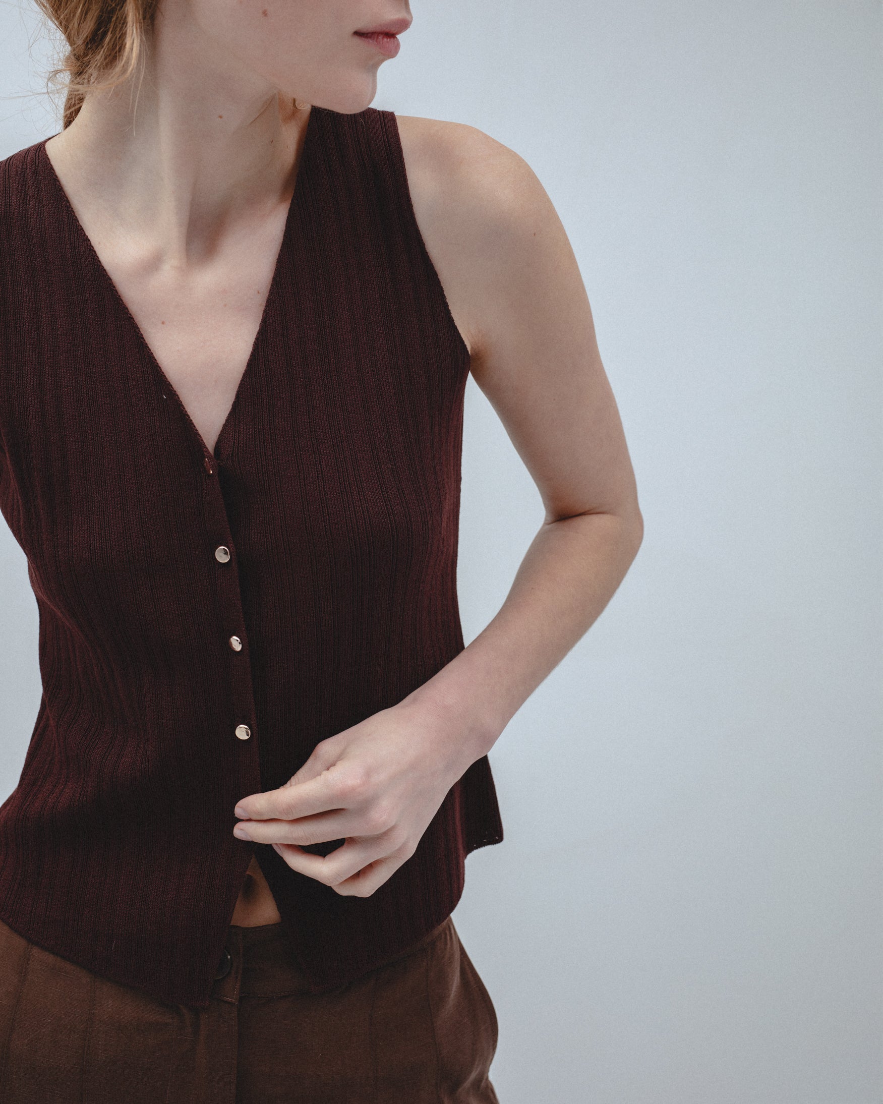 Top Chaleco Punto Botones