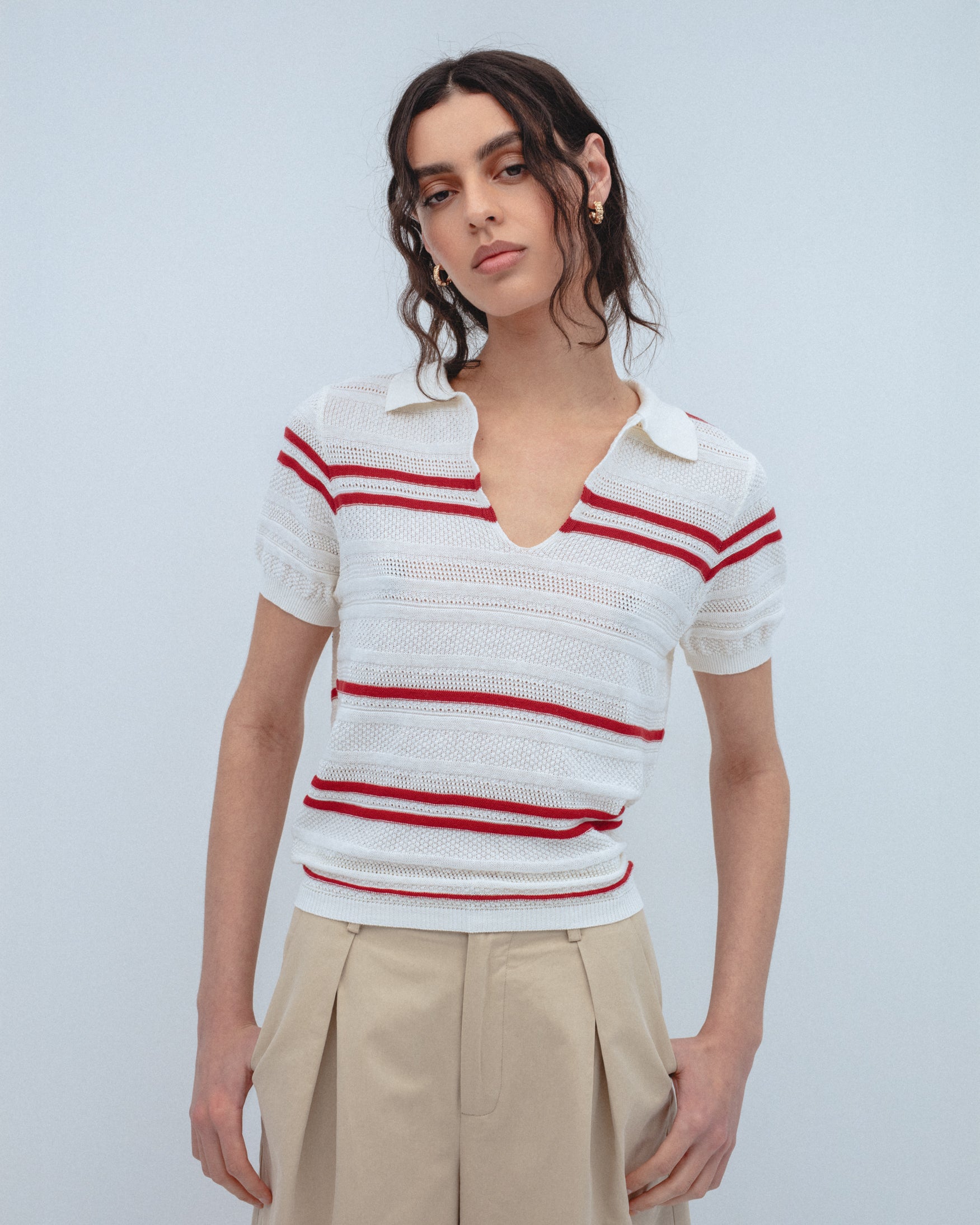 Top Punto Calado Polo Rayas