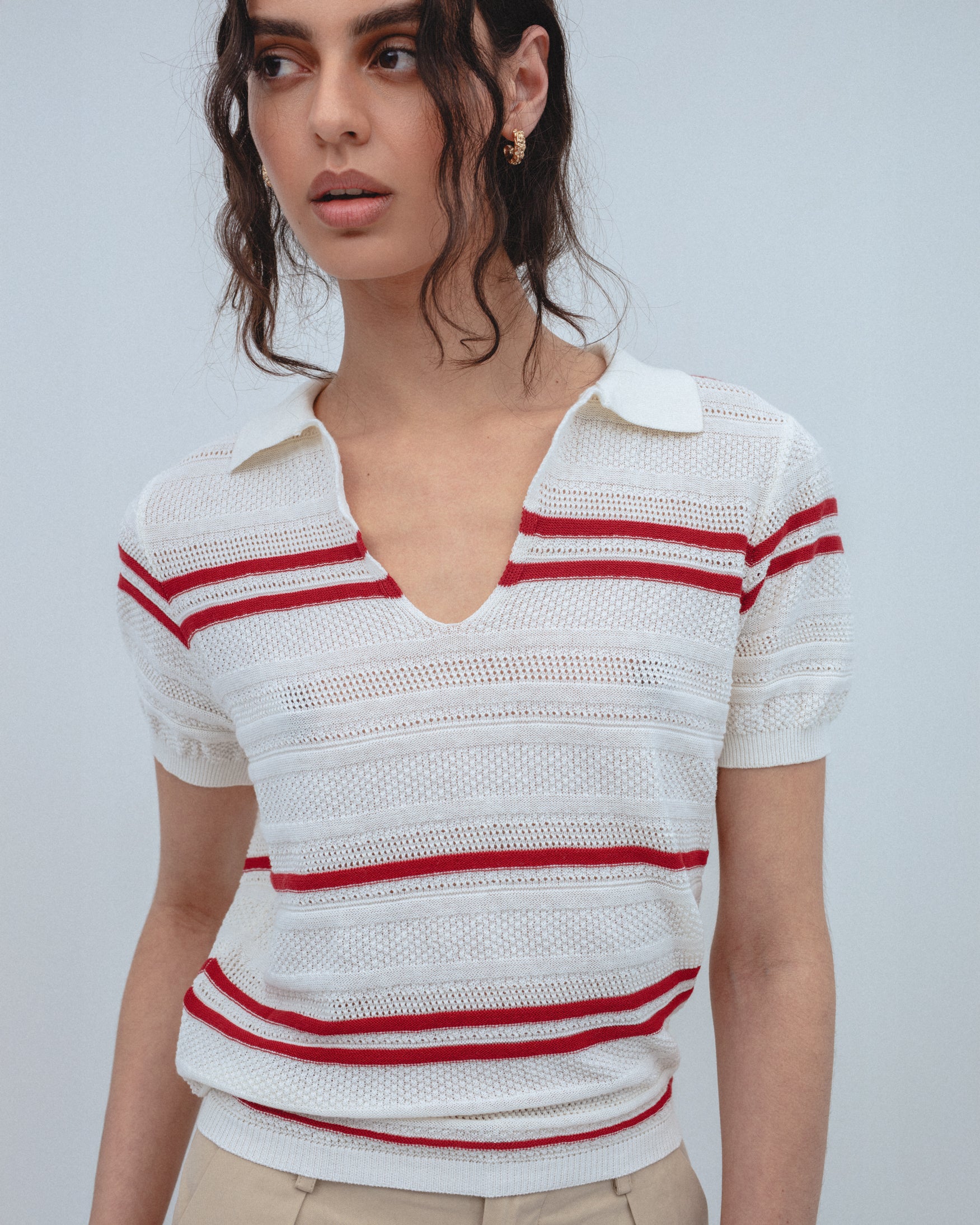 Top Punto Calado Polo Rayas