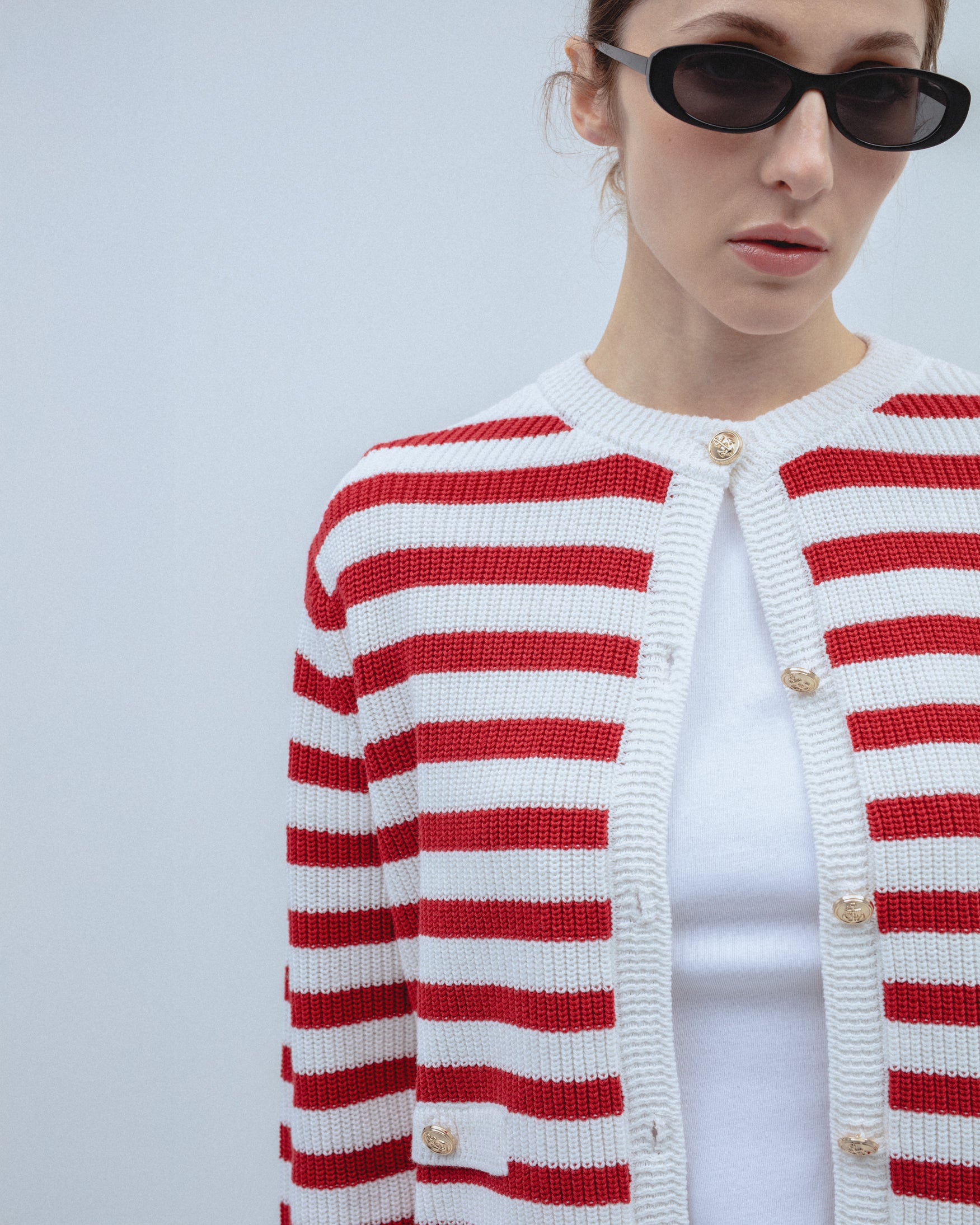 Cárdigan Punto Rayas Botones