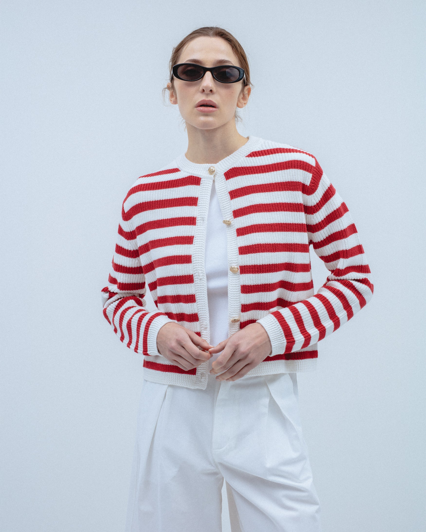 Cárdigan Punto Rayas Botones