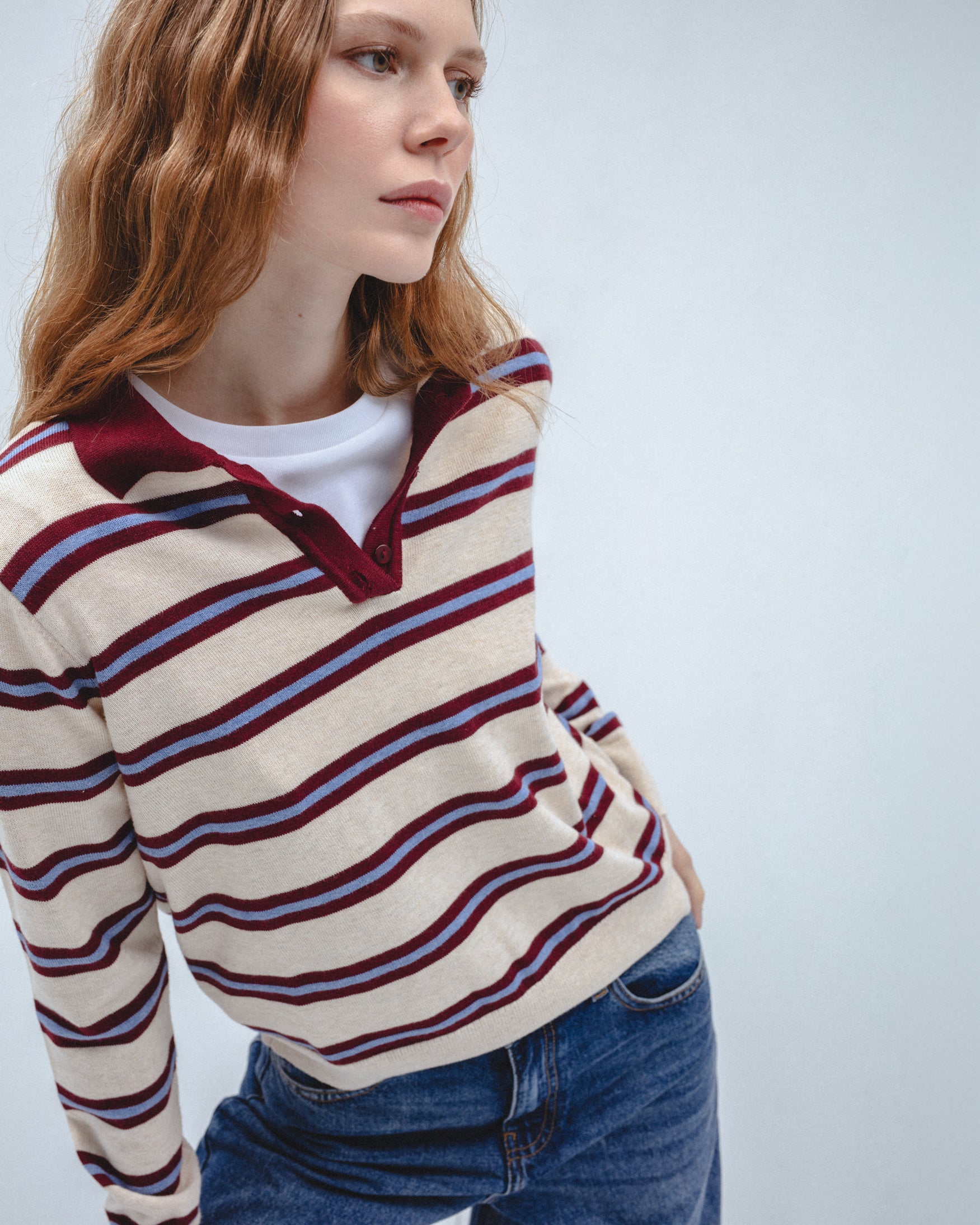 Jersey Polo Punto Rayas Tricolor