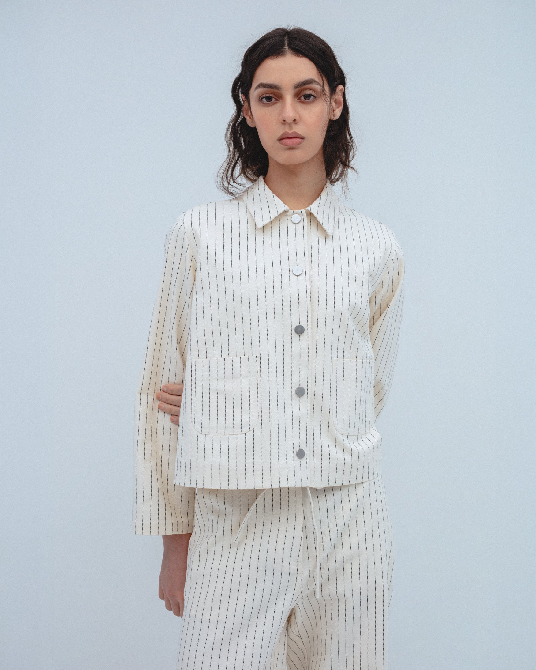 Chaqueta Sarga Rayas Bolsillos