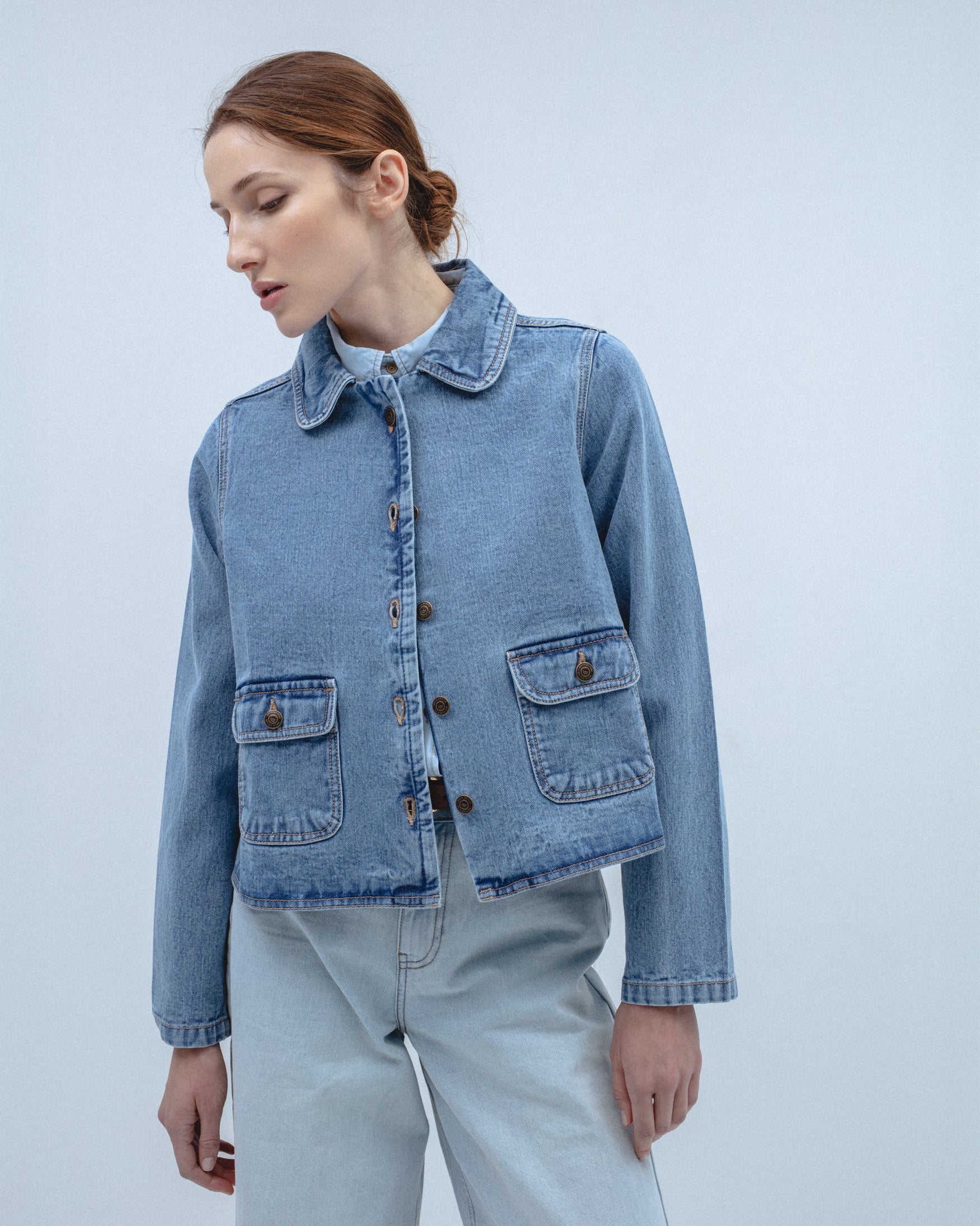 Chaqueta Denim Bolsillos Parche
