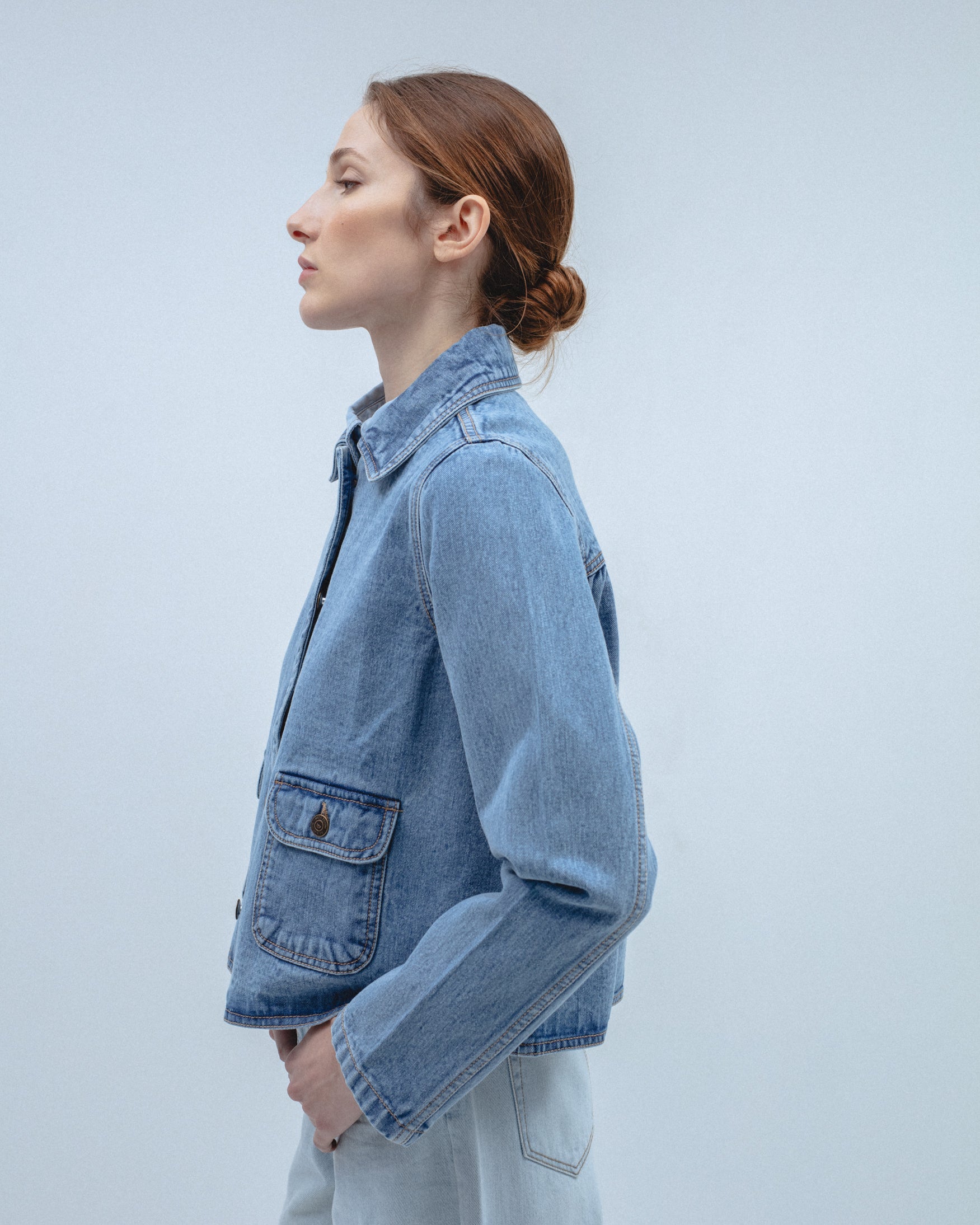 Chaqueta Denim Bolsillos Parche