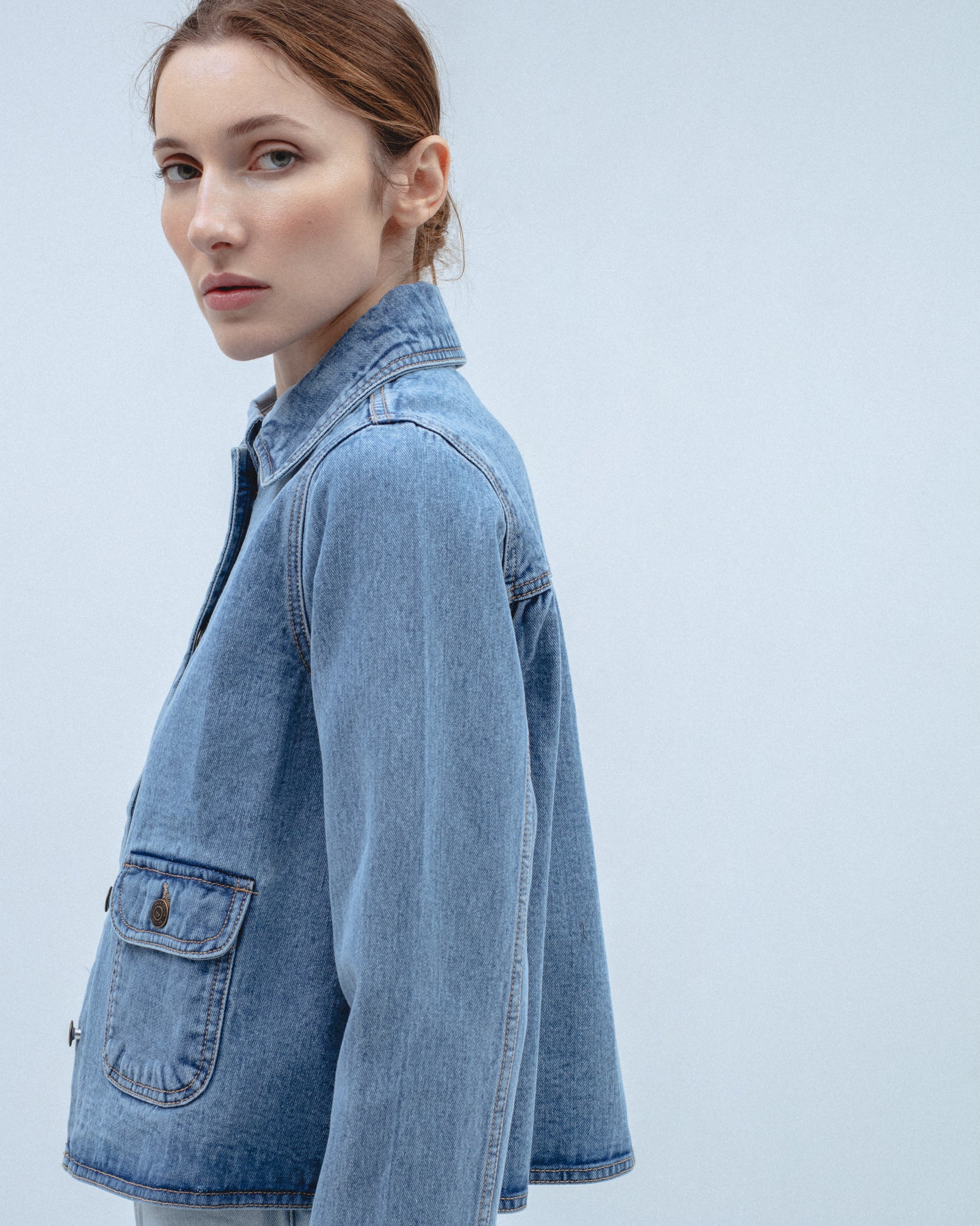 Chaqueta Denim Bolsillos Parche