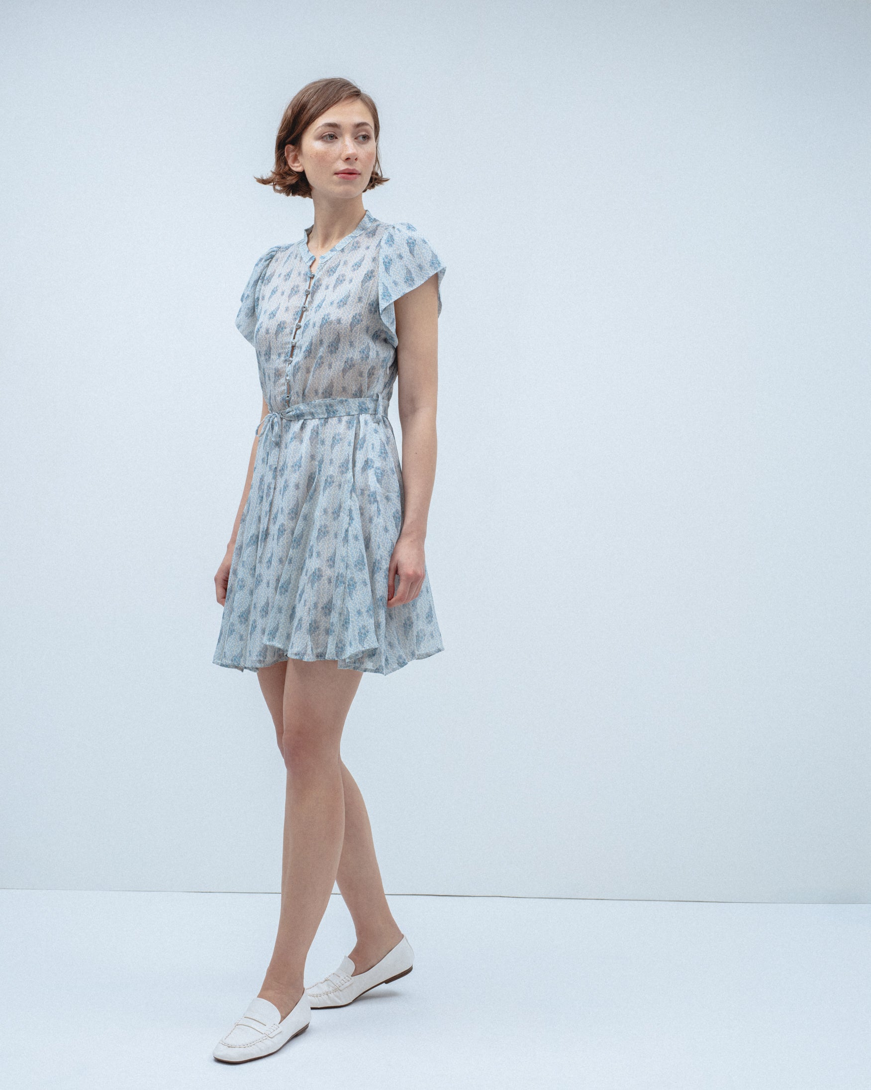 Vestido Corto Estampado Gasa