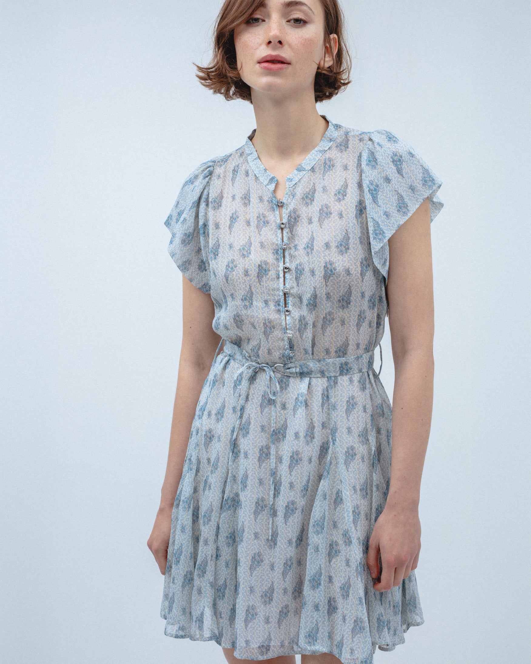 Vestido Corto Estampado Gasa