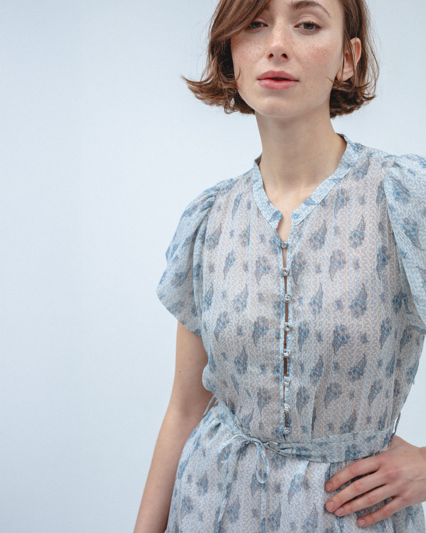 Vestido Corto Estampado Gasa