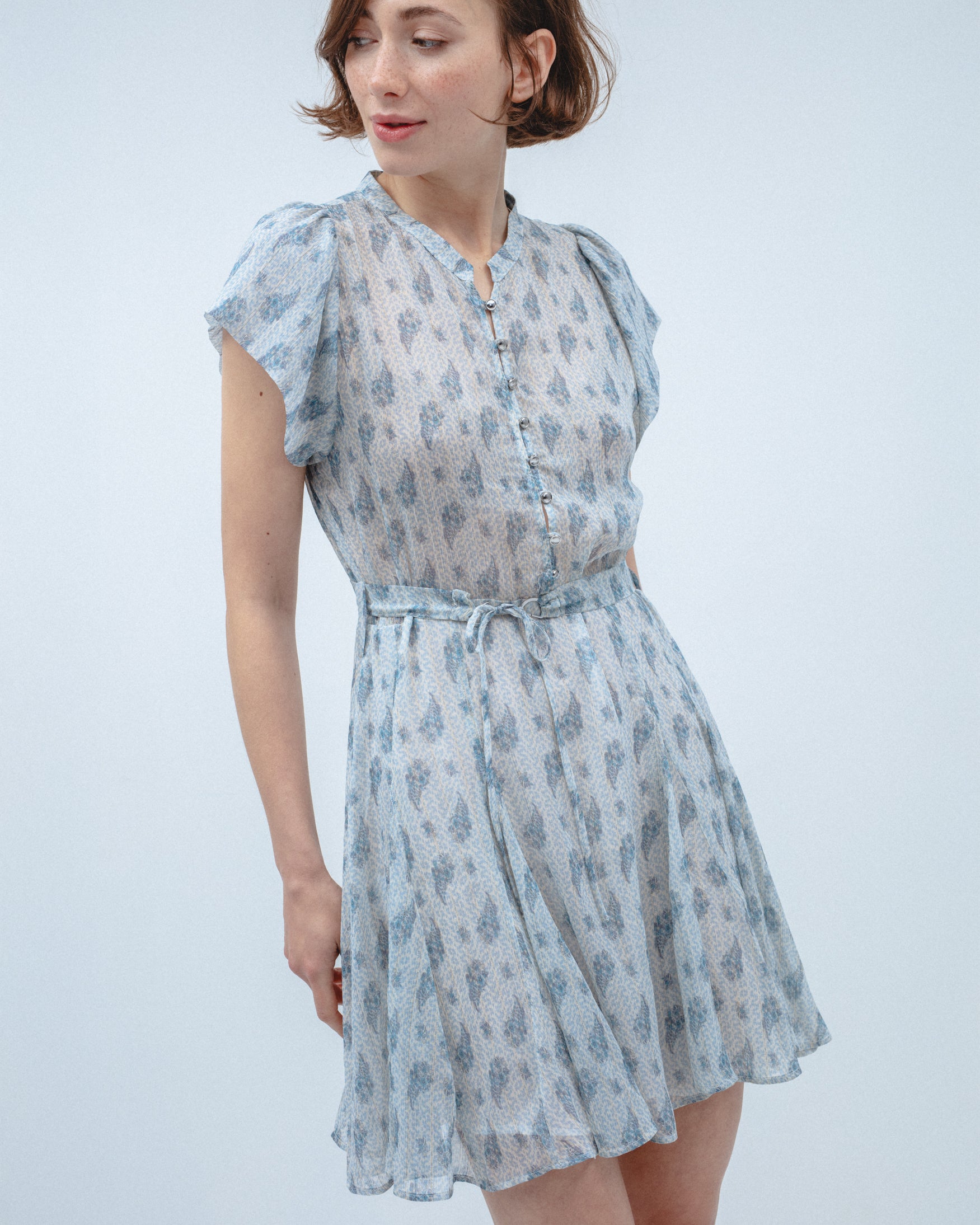 Vestido Corto Estampado Gasa