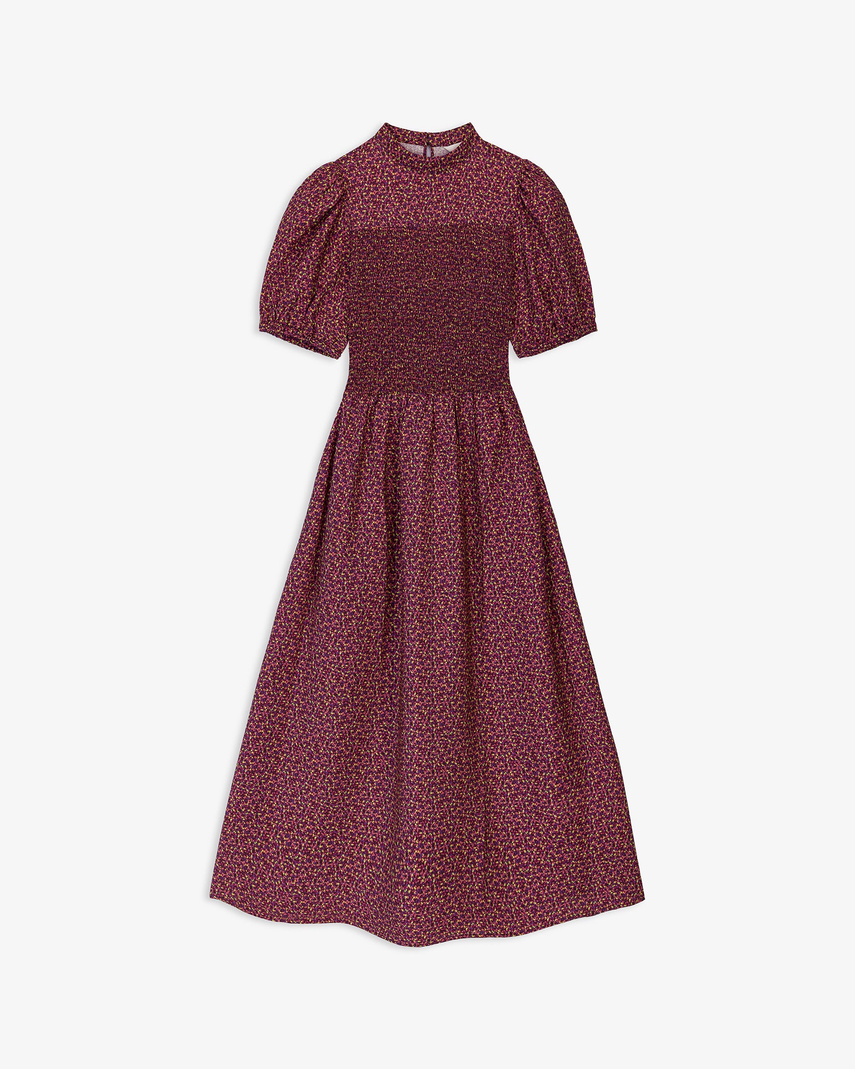 Vestido Midi Estampado Nido de Abeja