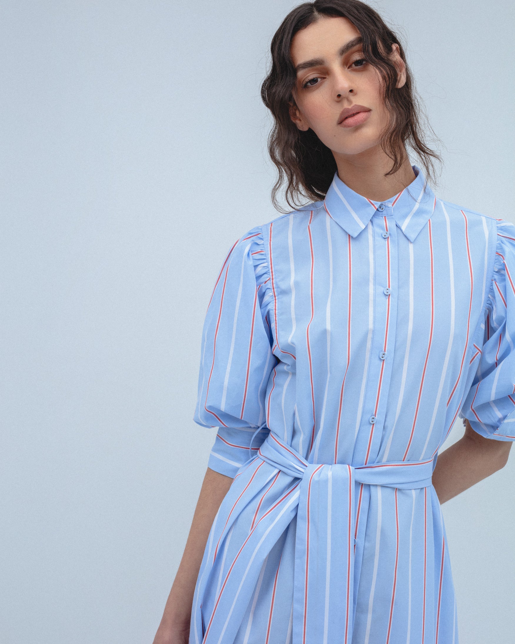 Vestido Midi Camisero Rayas