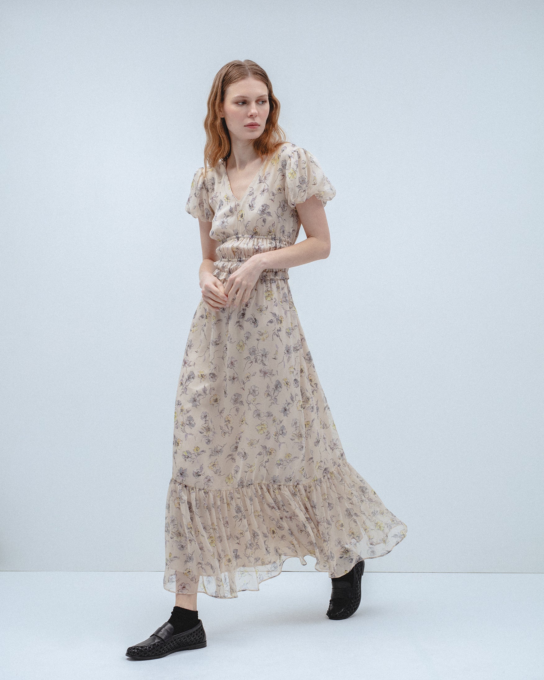 Vestido Largo Estampado Flores