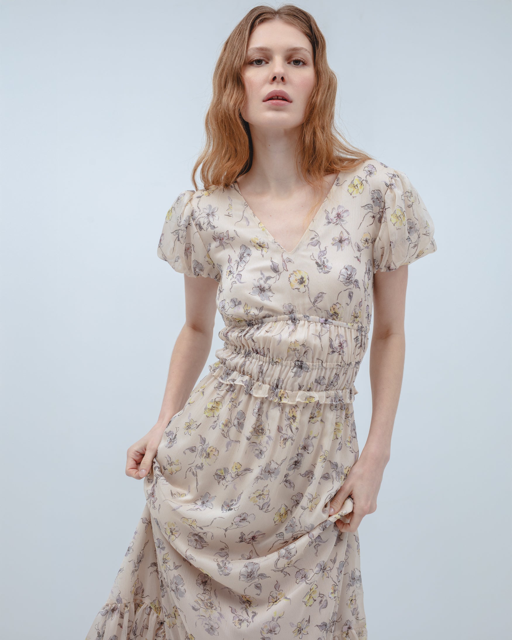 Vestido Largo Estampado Flores