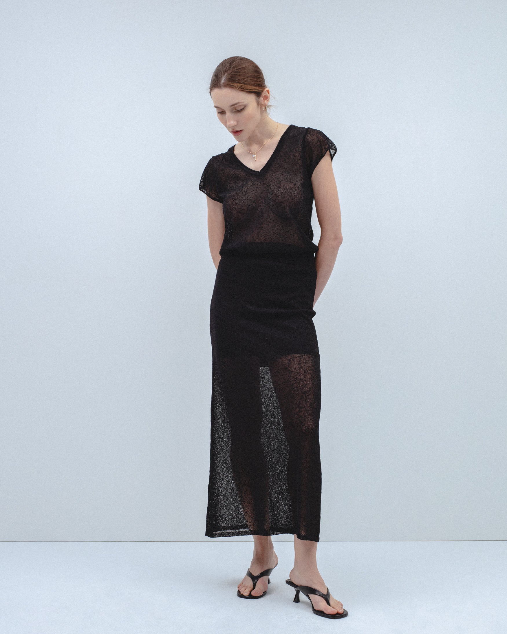 Falda Midi Punto Slub