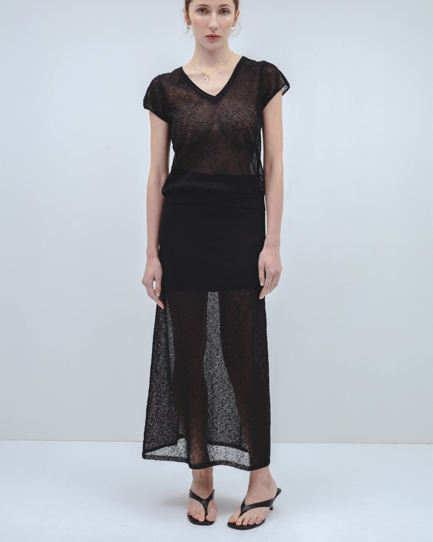 Falda Midi Punto Slub