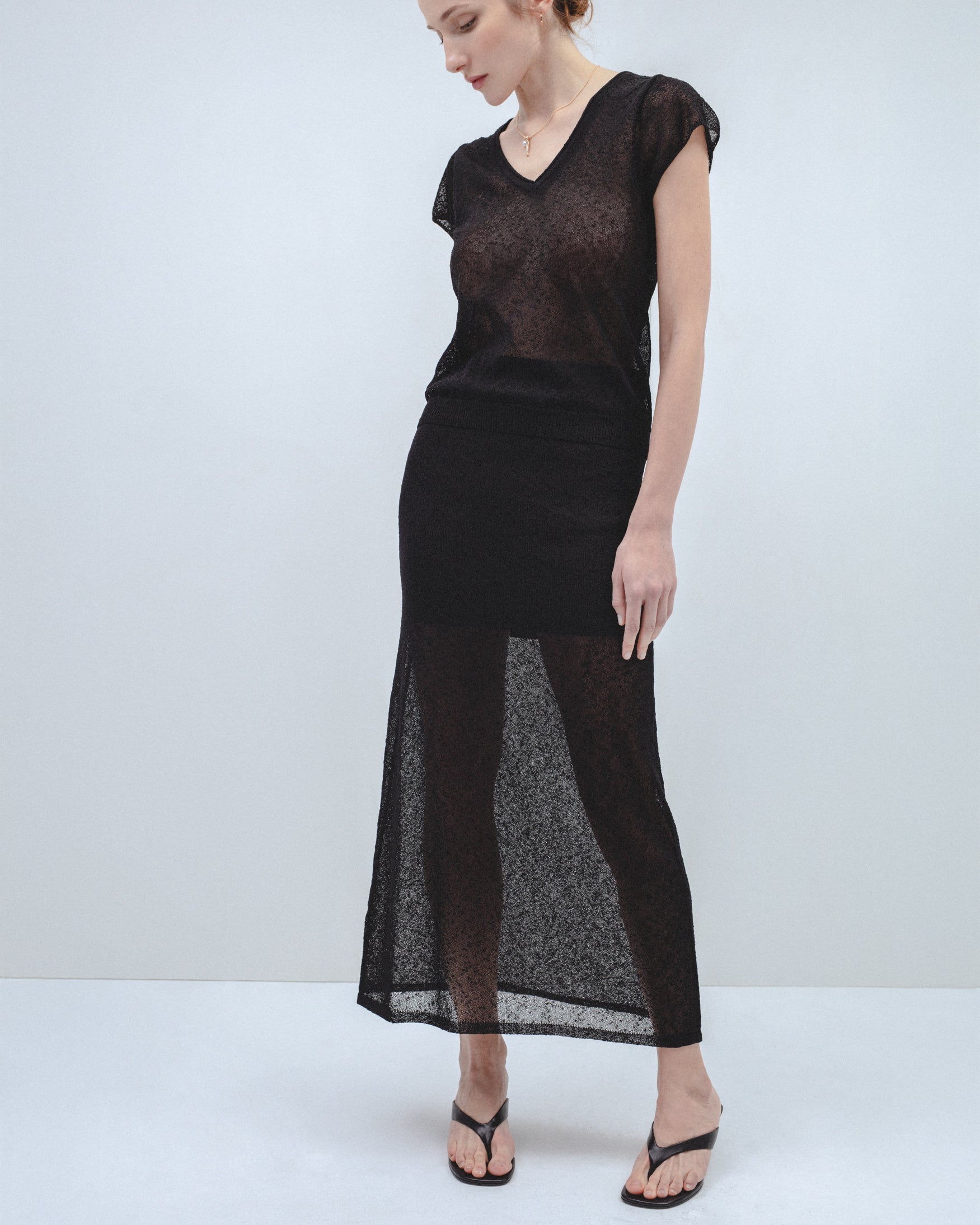 Falda Midi Punto Slub