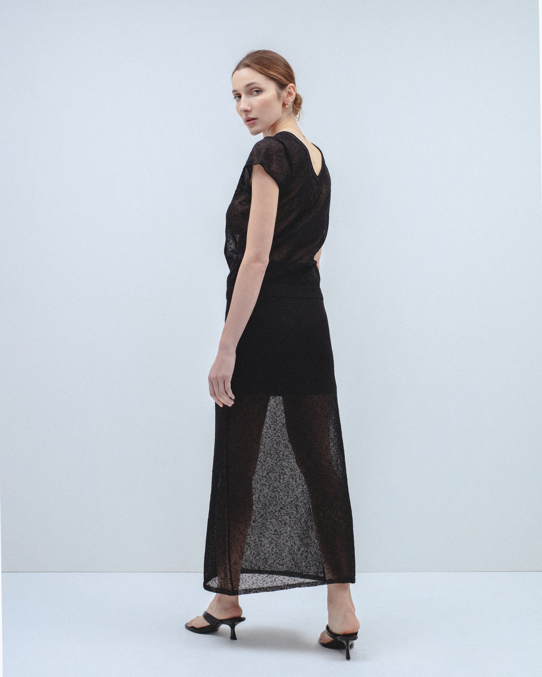 Falda Midi Punto Slub