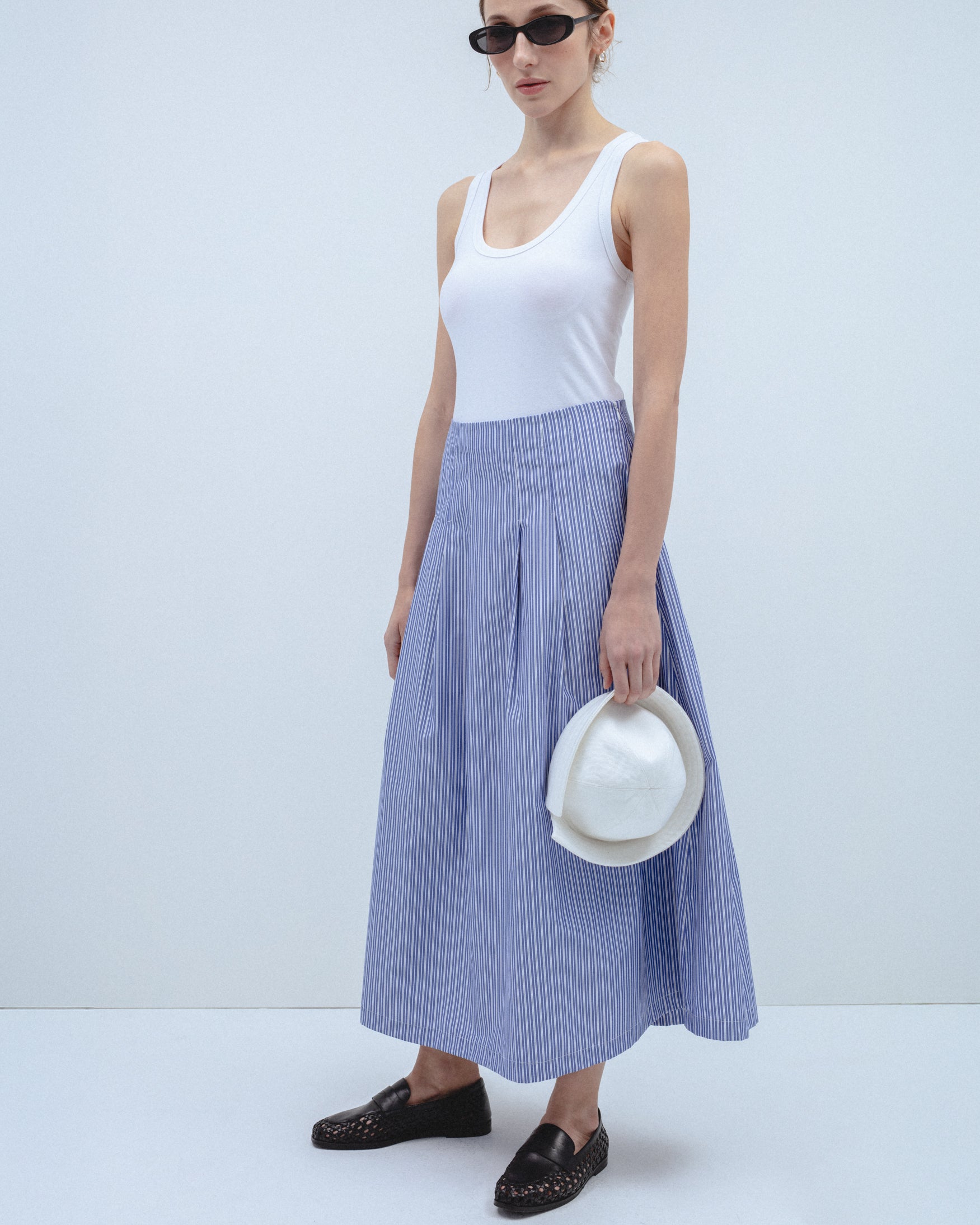 Falda Midi Rayas Pliegues