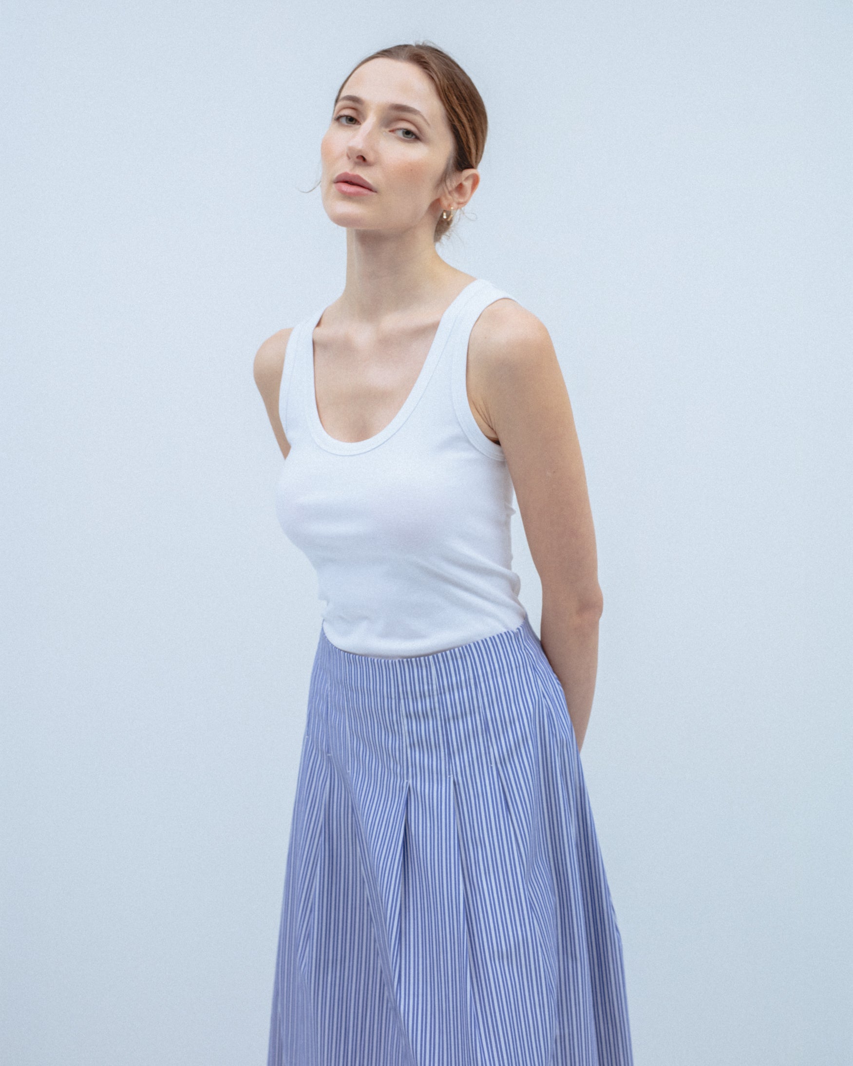 Falda Midi Rayas Pliegues